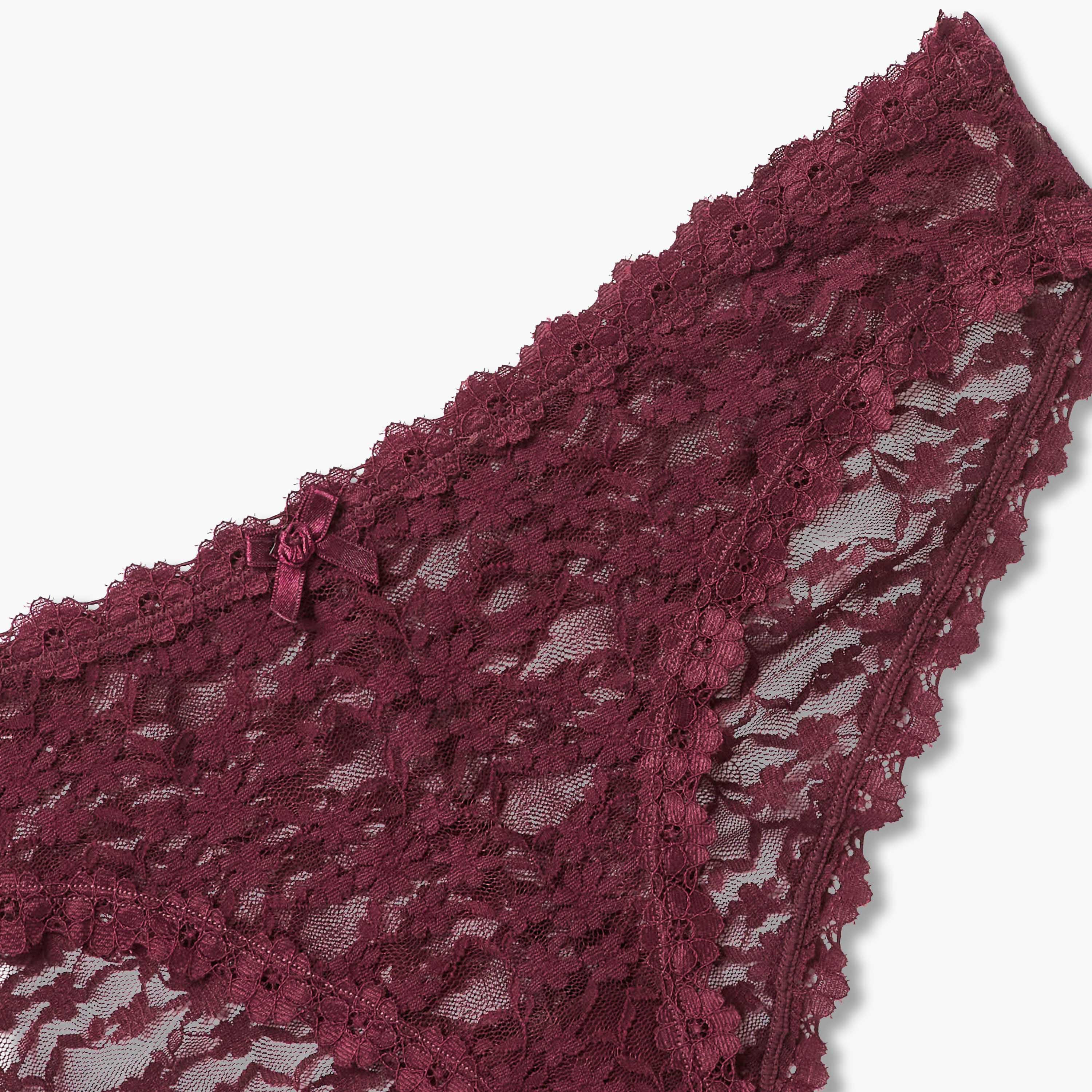سروال داخلي بخصر متوسط الارتفاع ودانتيل زهري-women-clothing-lingerie-panties-image-3