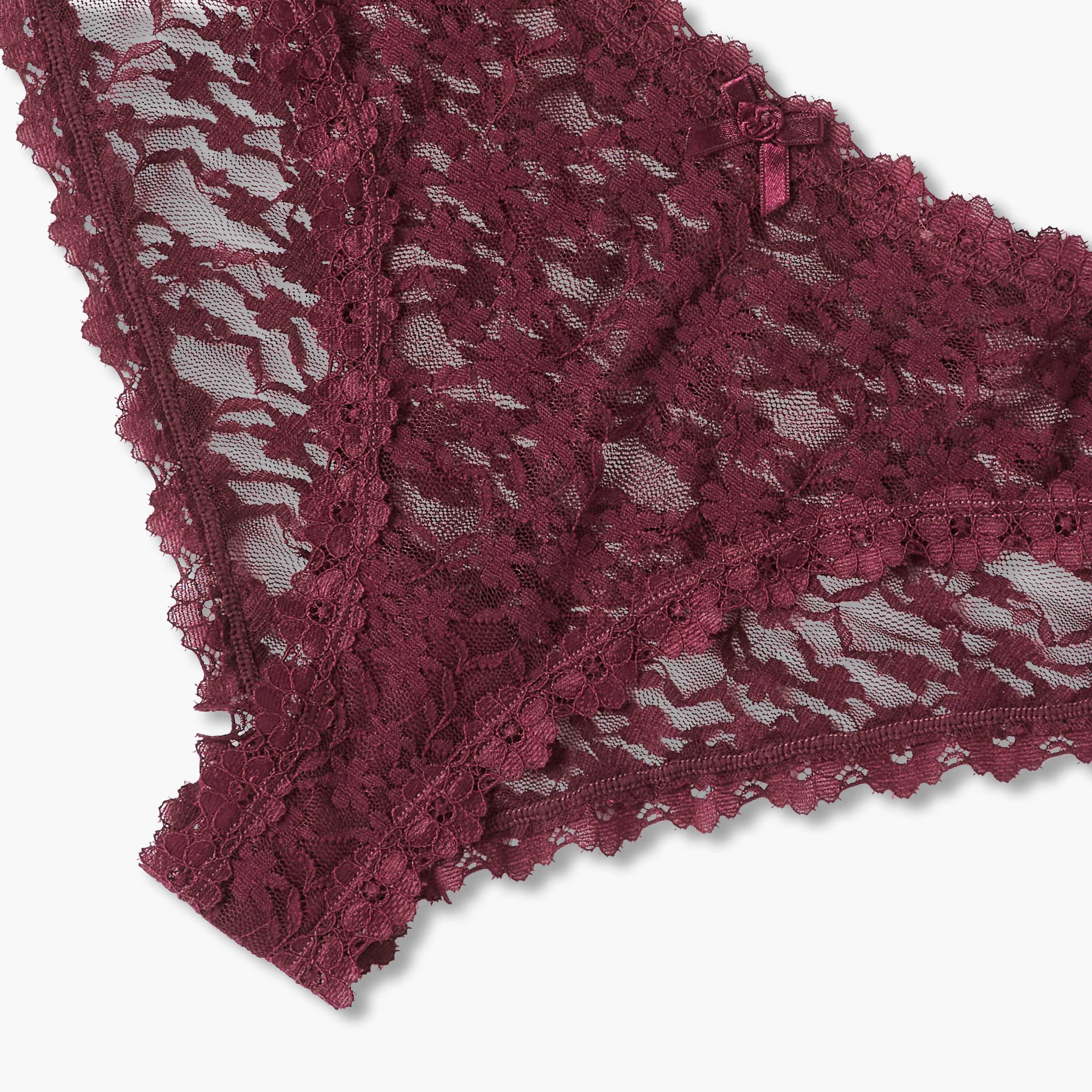 سروال داخلي بخصر متوسط الارتفاع ودانتيل زهري-women-clothing-lingerie-panties-image-4