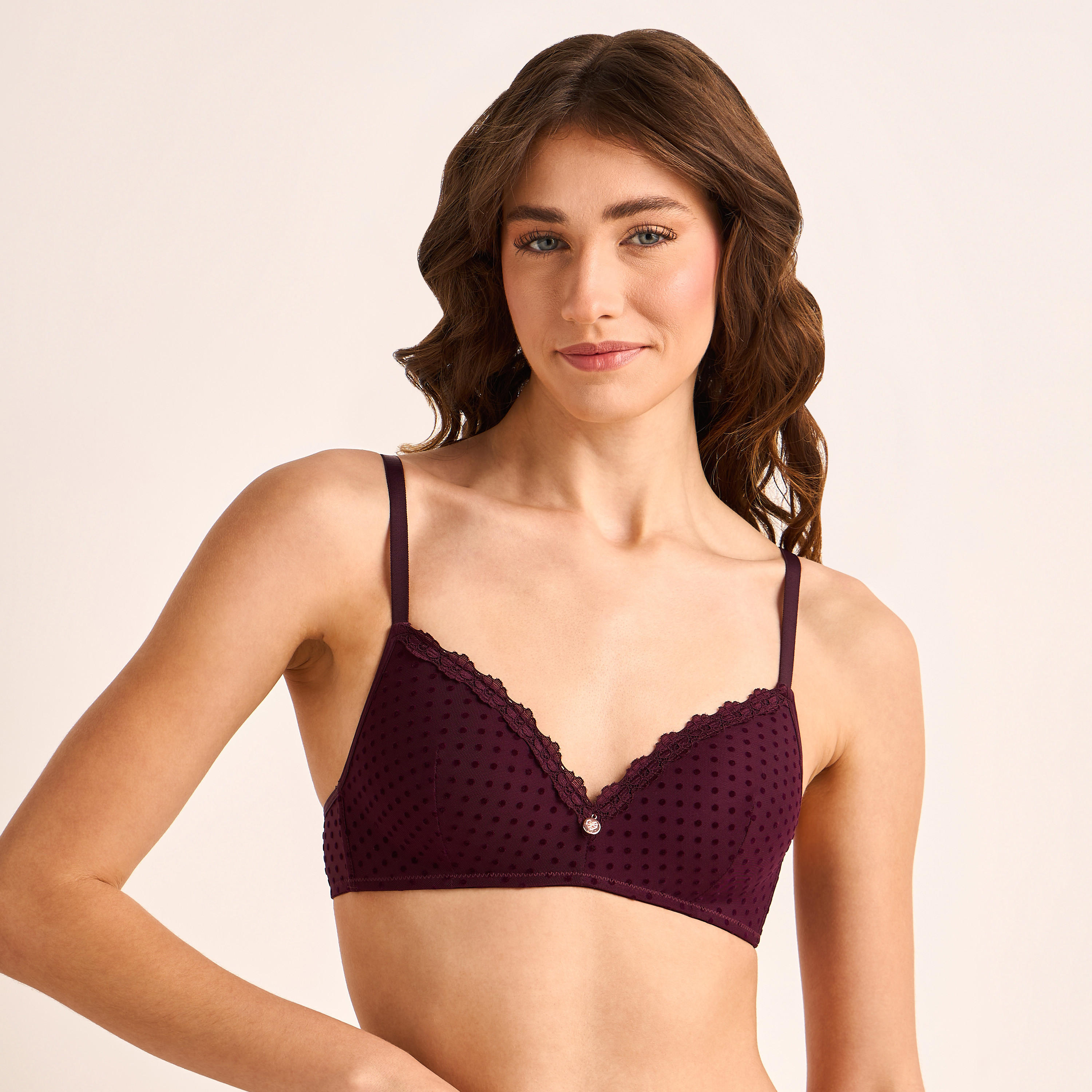 Polka Dot Print Bra Non-Wired-women-clothing-lingerie-bras-image-1