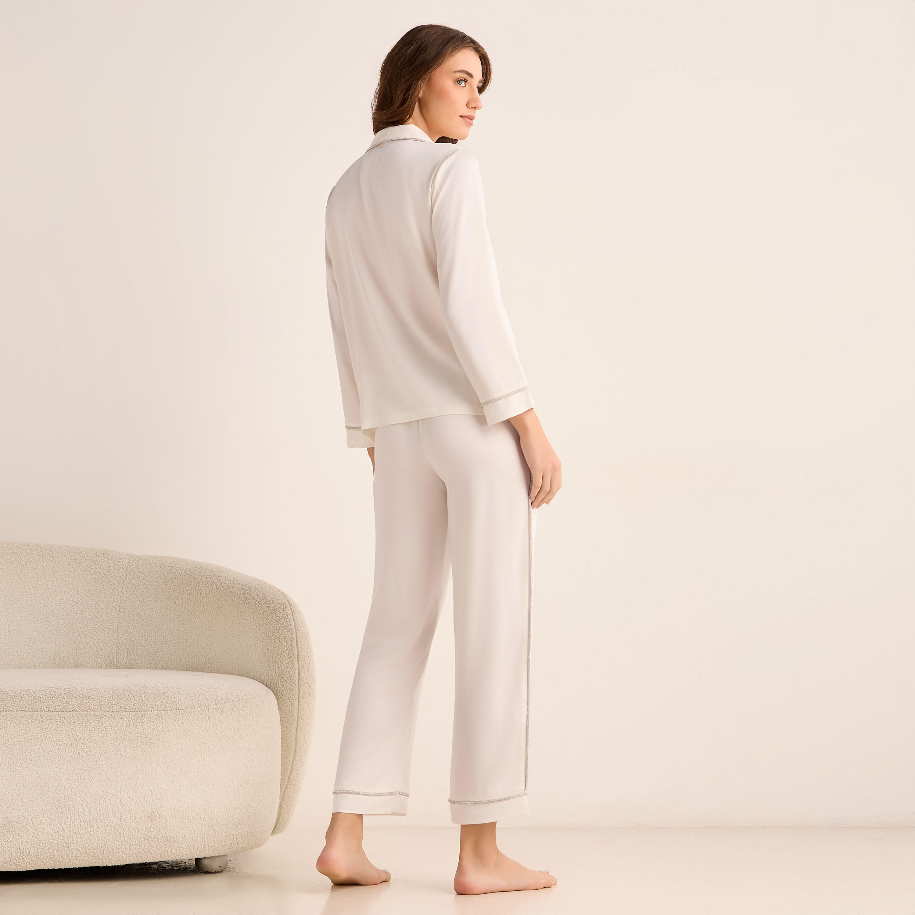 Pyjama Set Button-Down Shirt & Pants Satin-women-clothing-nightwear-pyjamas-longsets-image-3