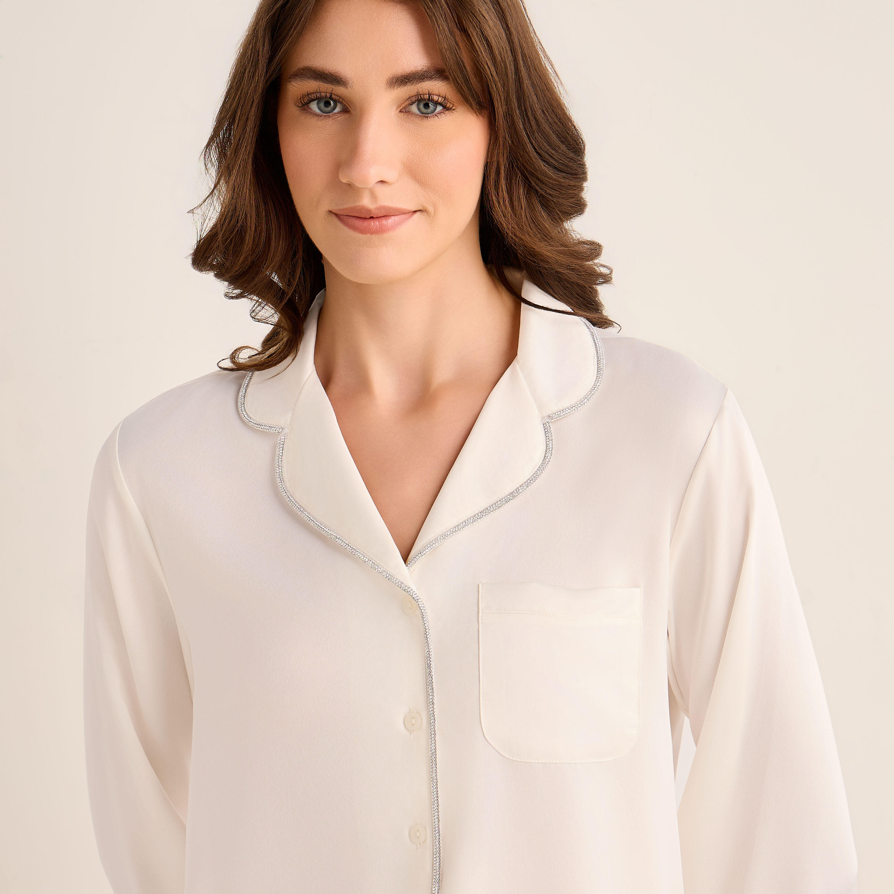 Pyjama Set Button-Down Shirt & Pants Satin-women-clothing-nightwear-pyjamas-longsets-image-5