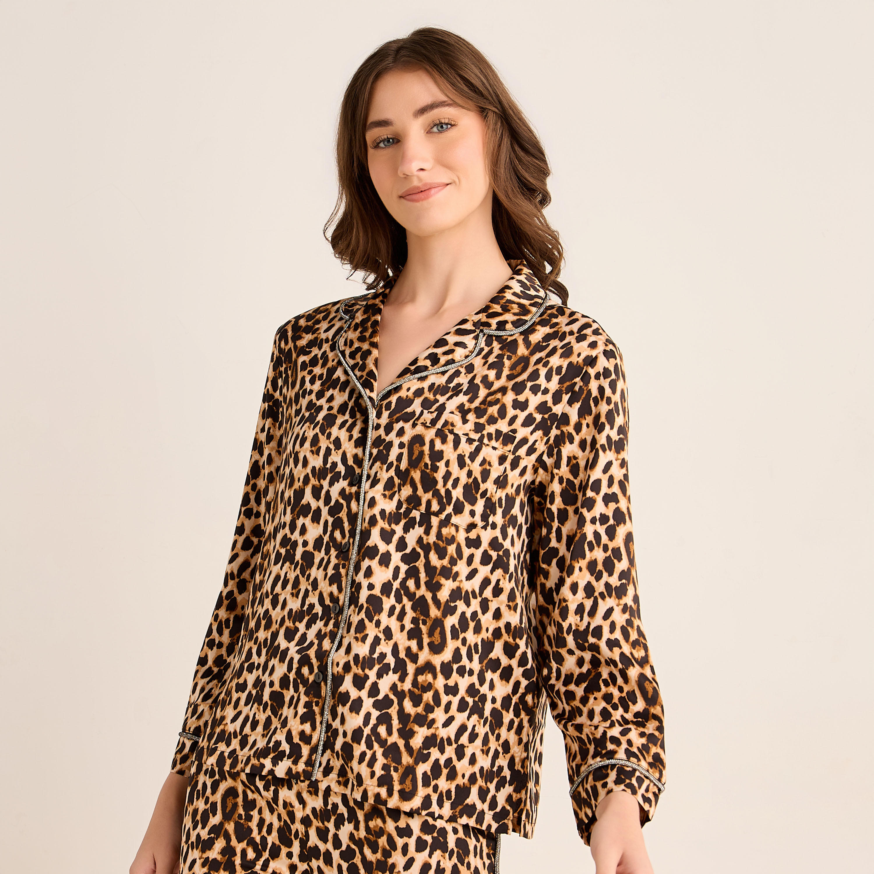 Pyjama Set Button-Down Shirt & Pants Satin-women-clothing-nightwear-pyjamas-longsets-image-2
