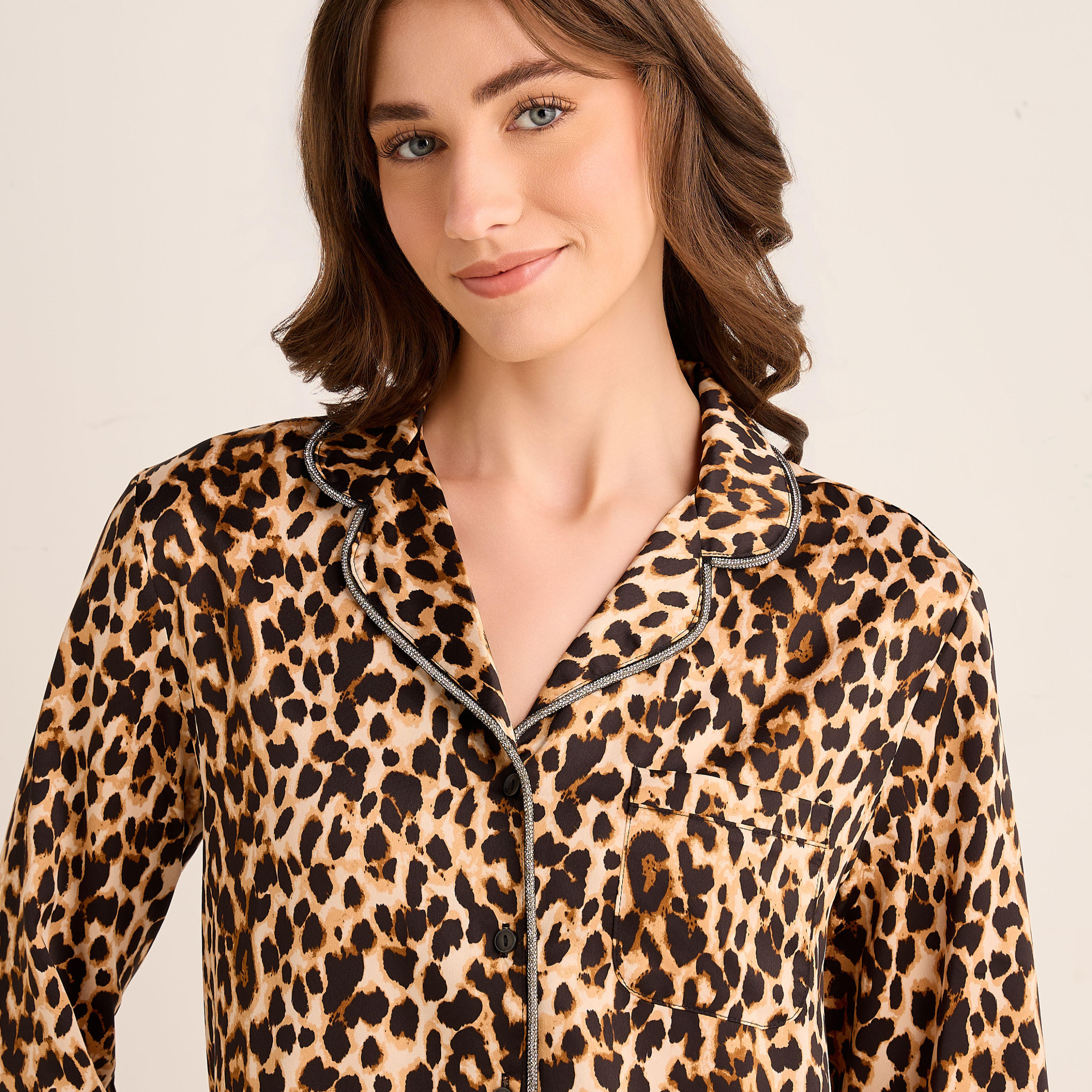 Pyjama Set Button-Down Shirt & Pants Satin-women-clothing-nightwear-pyjamas-longsets-image-5