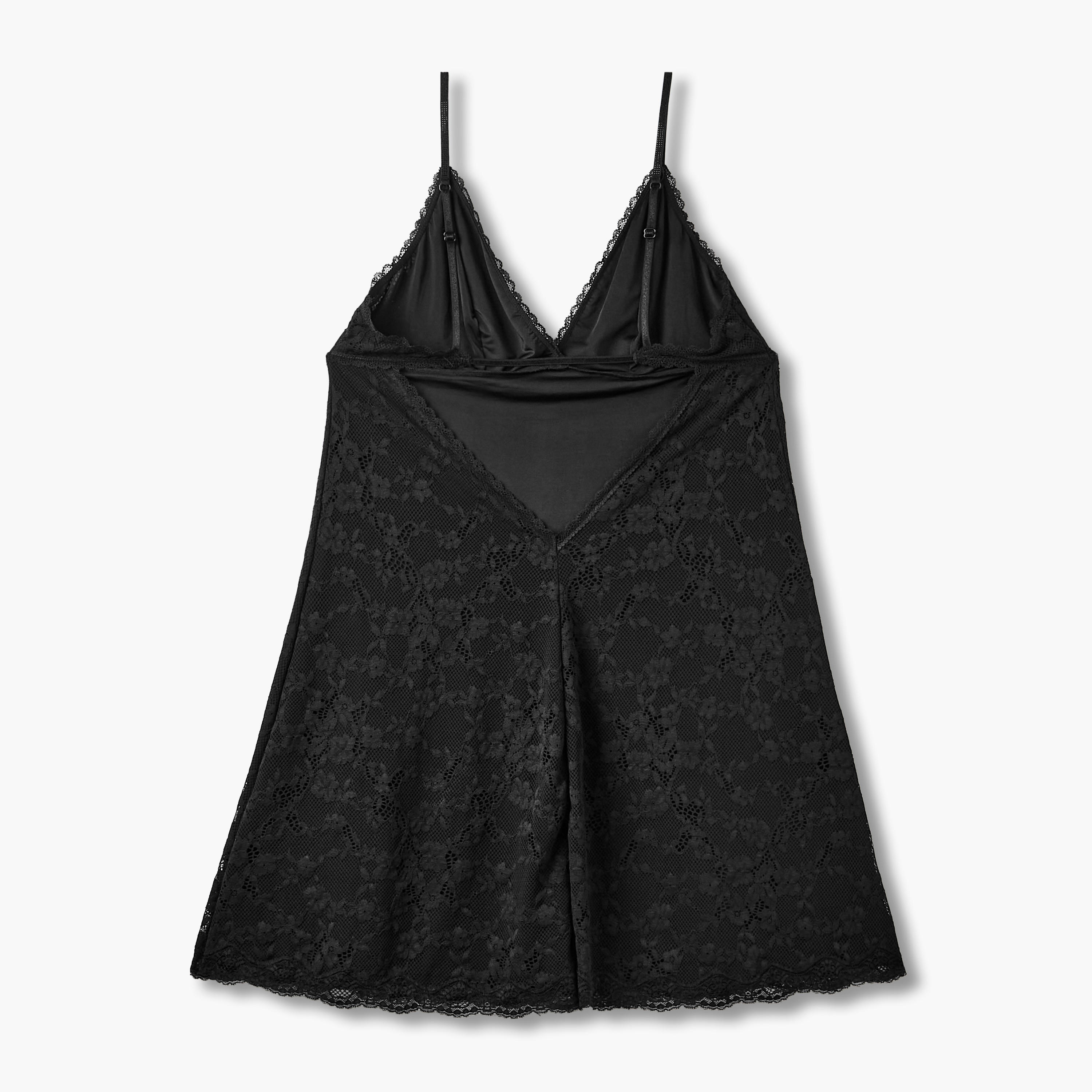 Lace Babydoll with Adjustable Straps-women-clothing-lingerie-babydollsandbodysuits-image-3