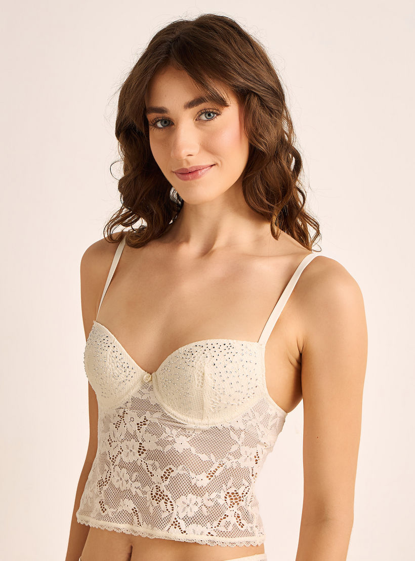 طقم صدرية كورسيه دانتيل مبطنة مع سروال داخلي-women-clothing-lingerie-lingeriesets-image-2