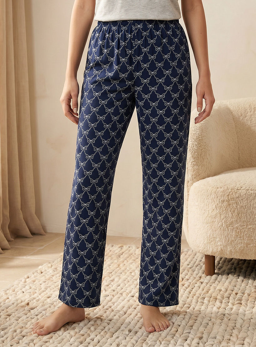 طقم بيجاما فيسكوز ناعم بتصميم مطبوع من تيشيرت وبنطلون-women-clothing-nightwear-pyjamas-longsets-image-5