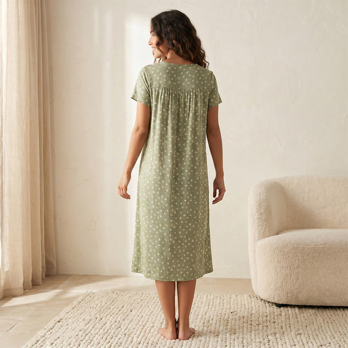 قميص نوم فيسكوز بنقوش زهور وأكمام قصيرة-women-clothing-nightwear-nighties-image-4
