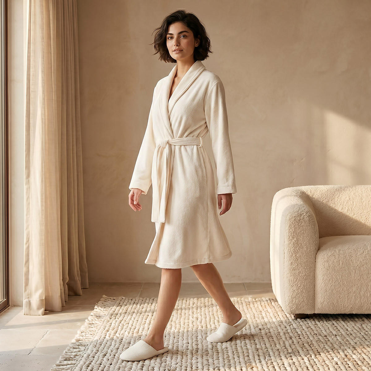 Robe Knee-Length with Belt and Slippers-women-clothing-nightwear-robes-image-3