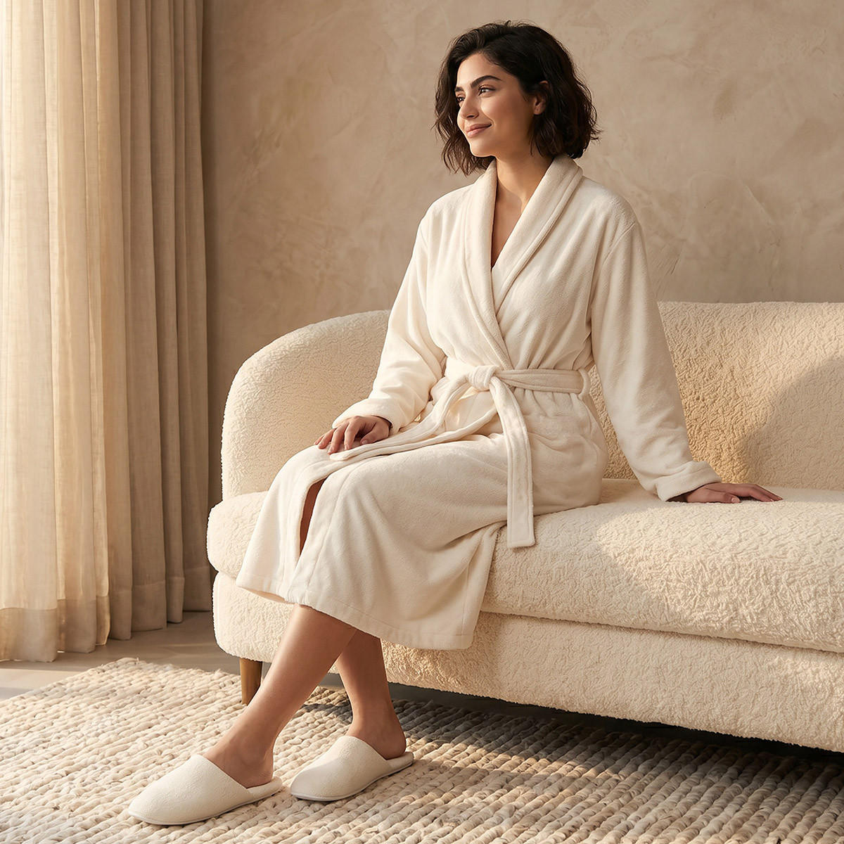 Robe Knee-Length with Belt and Slippers-women-clothing-nightwear-robes-image-5