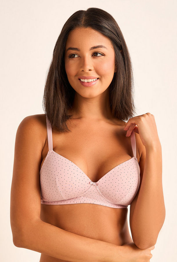 Polka Dot Print Demi Bra Non-Wired-women-image-1