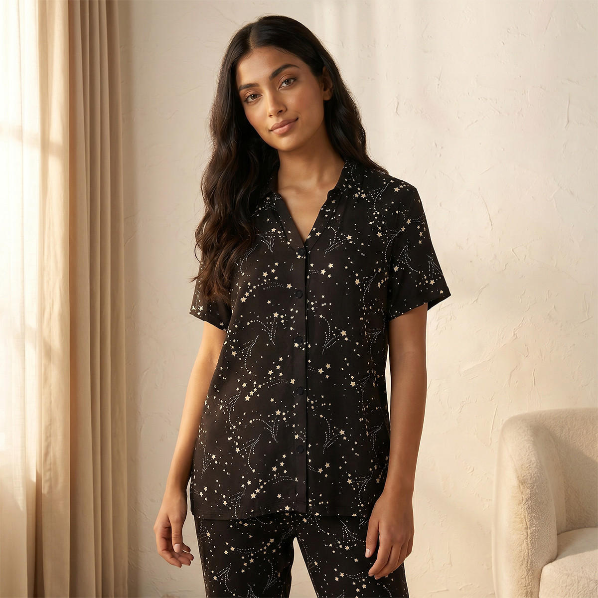 طقم بيجاما ناعم قميص وبنطلون بطبعات-women-clothing-nightwear-pyjamas-longsets-image-3