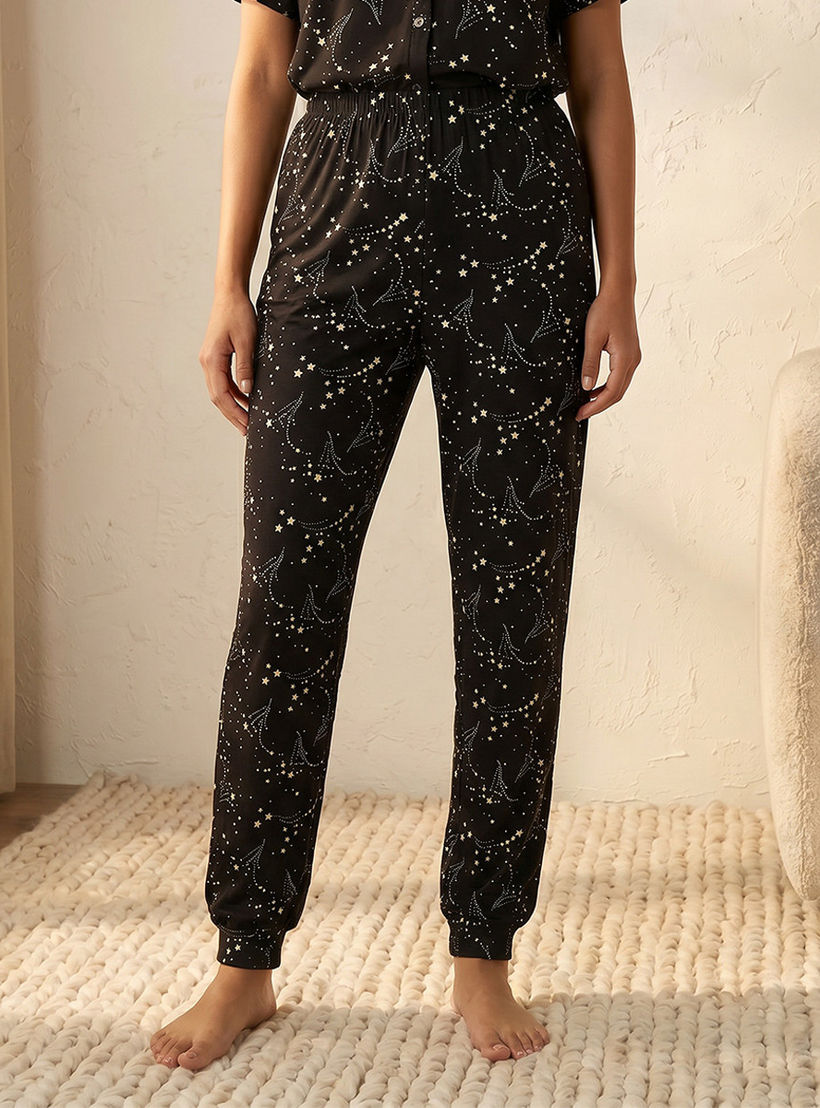 Pyjama Set Printed Button-Down Shirt & Trousers-women-clothing-nightwear-pyjamas-longsets-image-5
