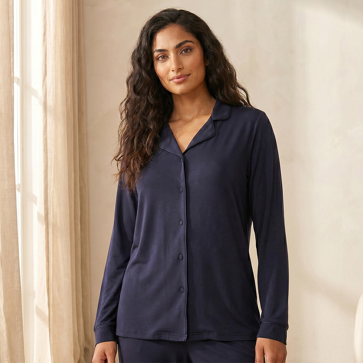 Pyjama Set Button-Down Shirt & Trousers-women-clothing-nightwear-pyjamas-longsets-image-3