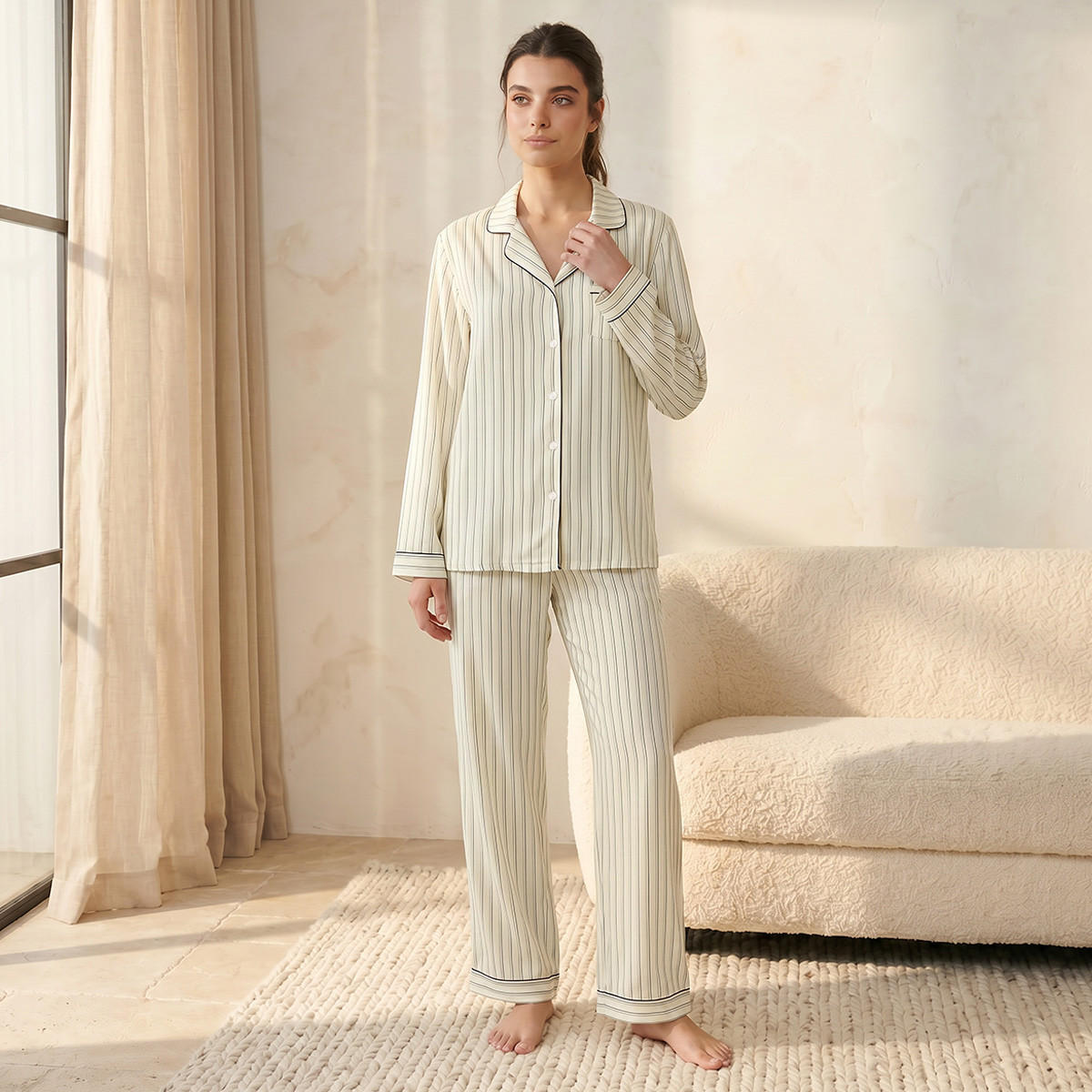 Splash Intimates Pyjama Set Button-Down Shirt & Trousers Viscose-women-clothing-nightwear-pyjamas-longsets-image-1