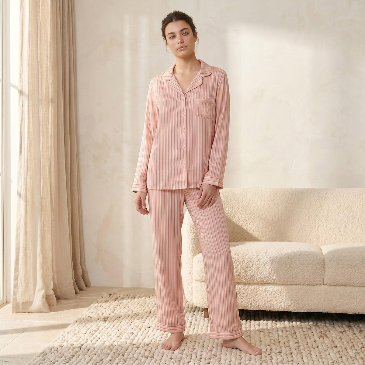 Splash Intimates Pyjama Set Button-Down Shirt & Trousers Viscose-women-clothing-nightwear-pyjamas-longsets-image-1