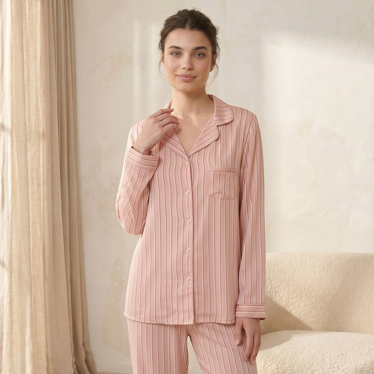 Splash Intimates Pyjama Set Button-Down Shirt & Trousers Viscose-women-clothing-nightwear-pyjamas-longsets-image-3