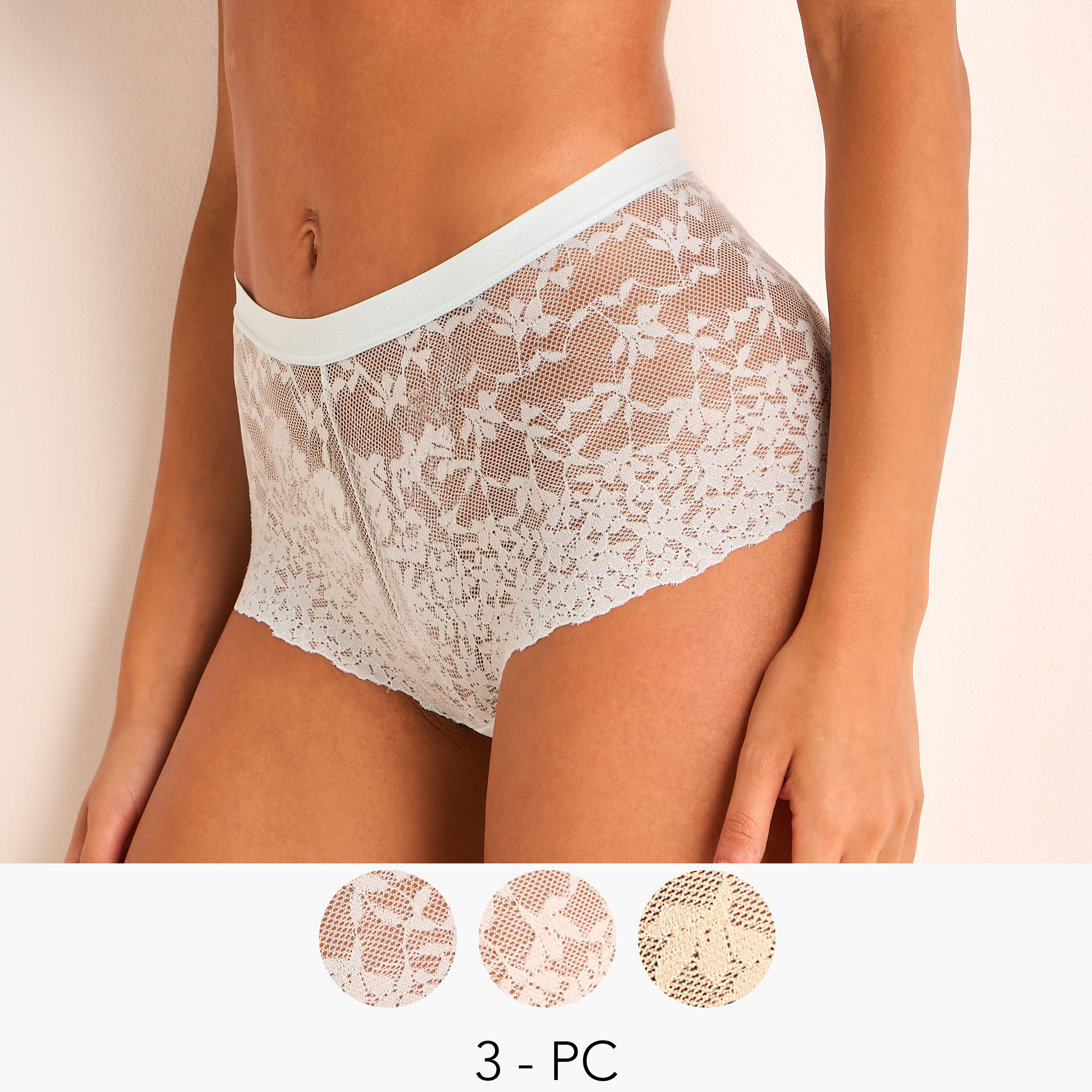 Set of 3 - Full Briefs High Waist Lace Design-women-clothing-lingerie-panties-image-1