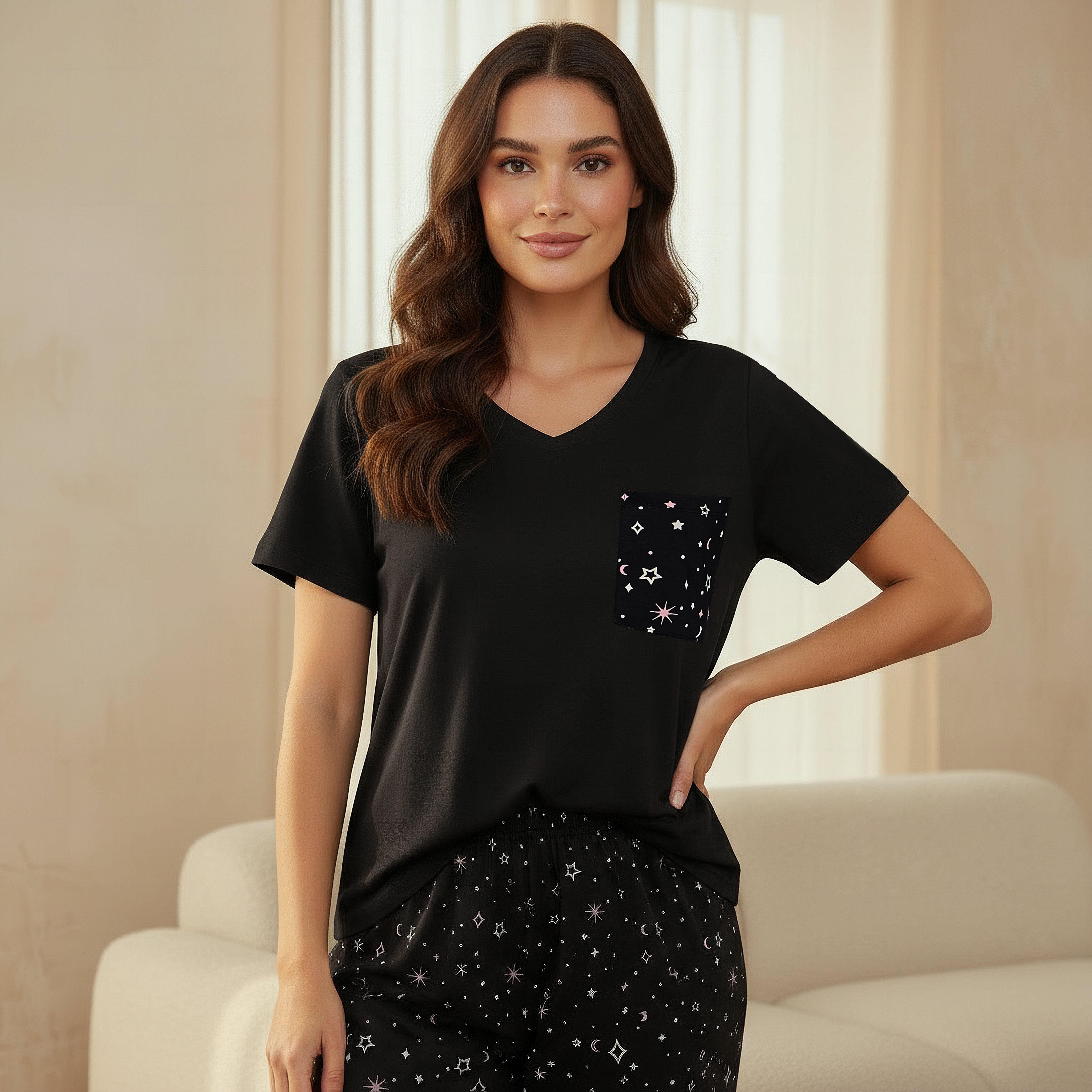 Pyjama Set T-shirt & Trousers Cotton-women-clothing-nightwear-pyjamas-longsets-image-3