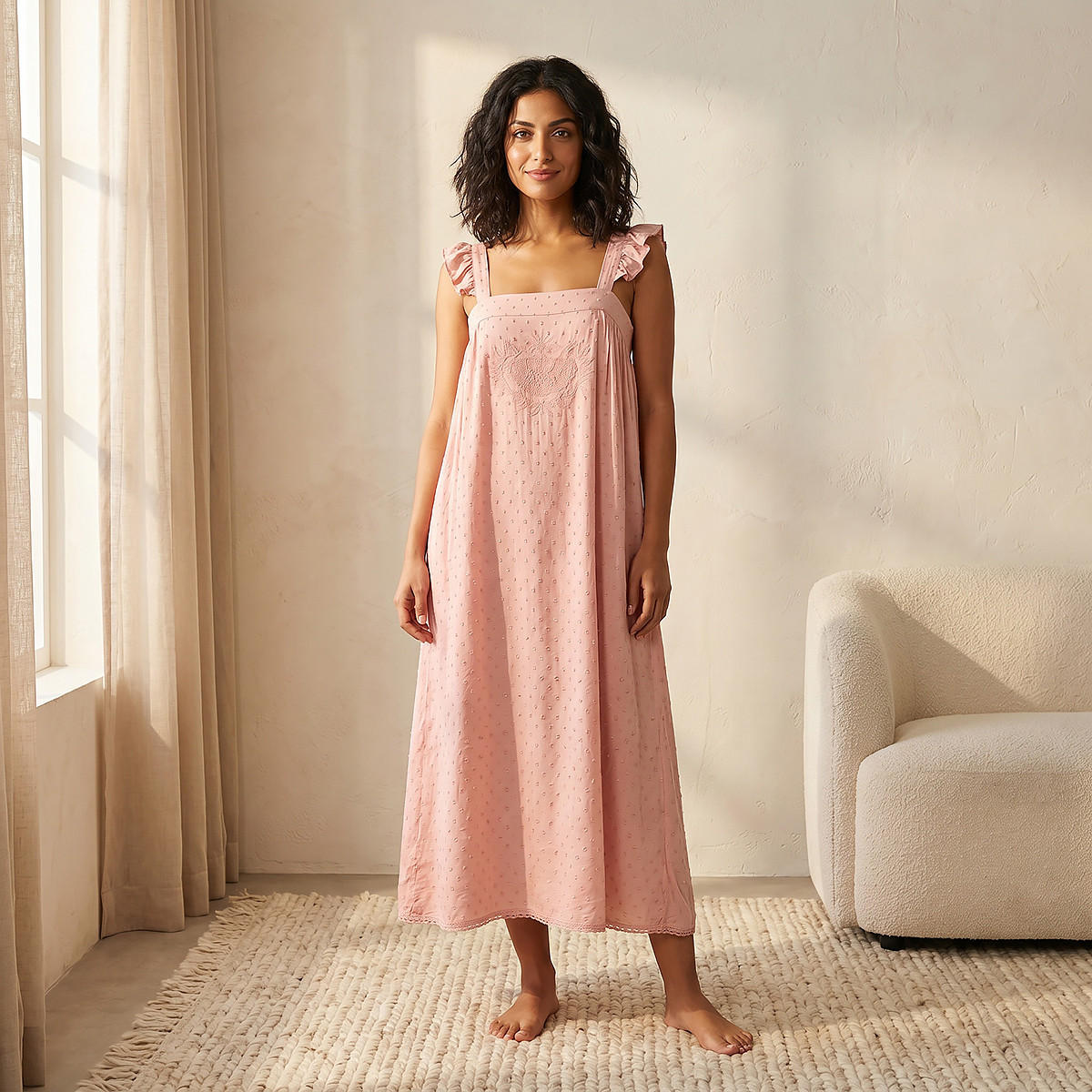 قميص نوم فسكوز بدون أكمام مطرز-women-clothing-nightwear-nighties-image-1