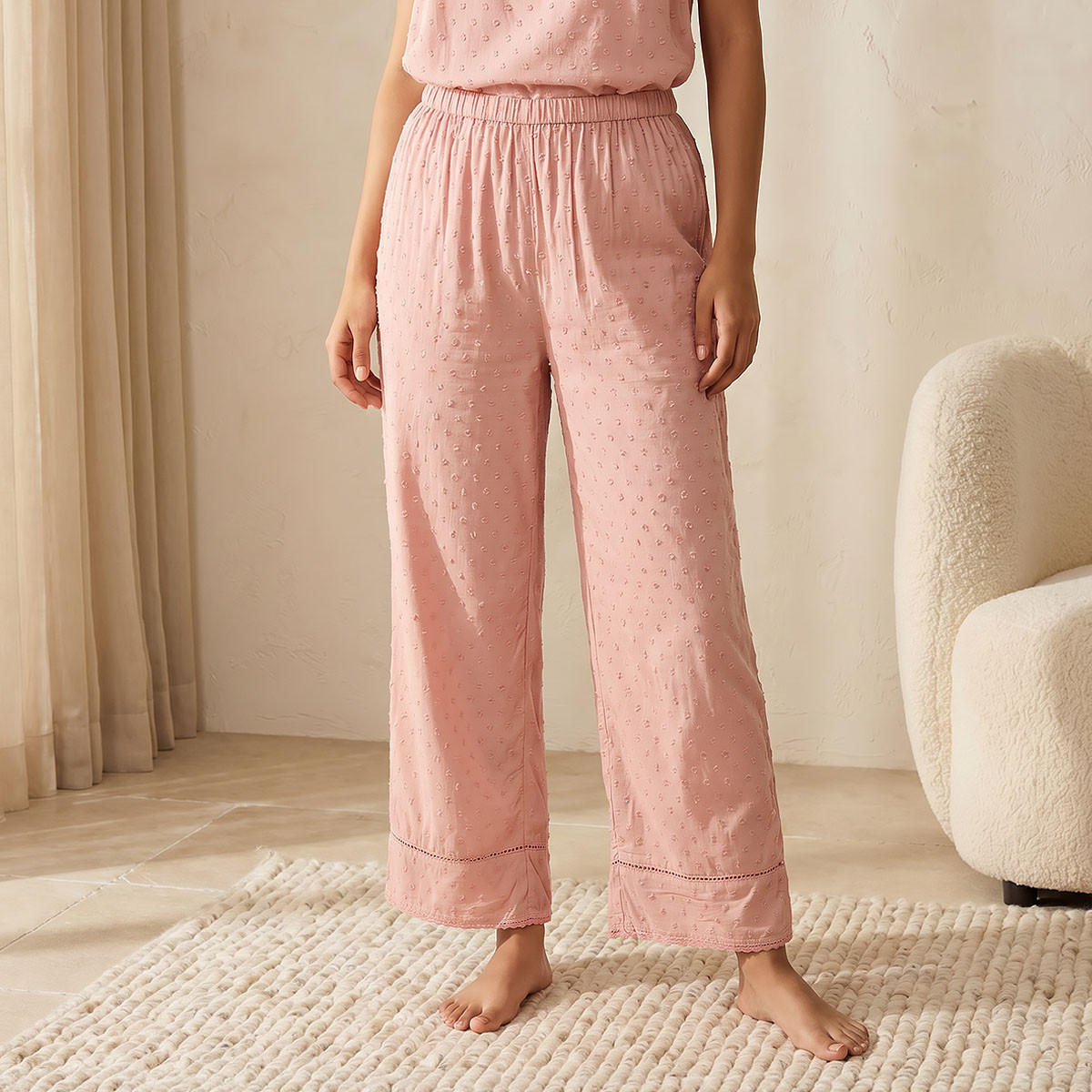 طقم بلوزة وبنطلون بيجاما فيسكوز مطرز-women-clothing-nightwear-pyjamas-longsets-image-5