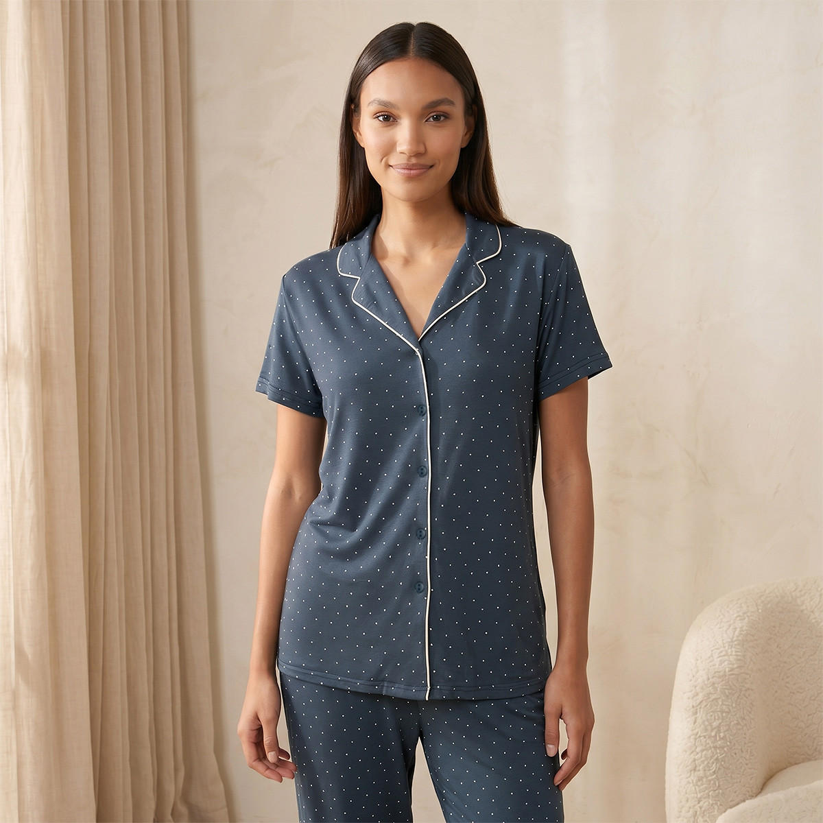 طقم بيجاما قميص وبنطلون فيسكوز بأزرار من سبلاش إنتيميتس-women-clothing-nightwear-pyjamas-longsets-image-3