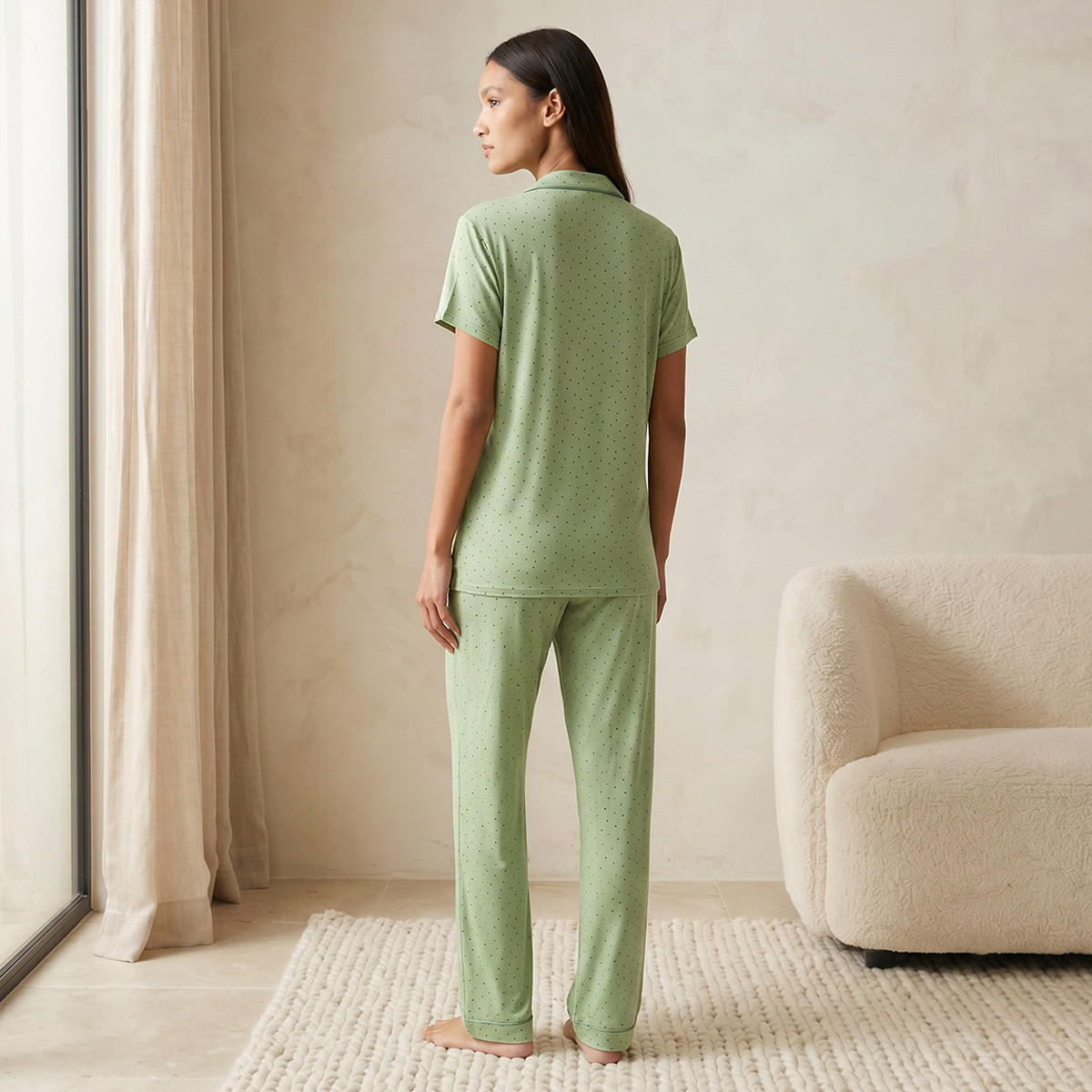 طقم بيجاما قميص وبنطلون فيسكوز بأزرار من سبلاش إنتيميتس-women-clothing-nightwear-pyjamas-longsets-image-4