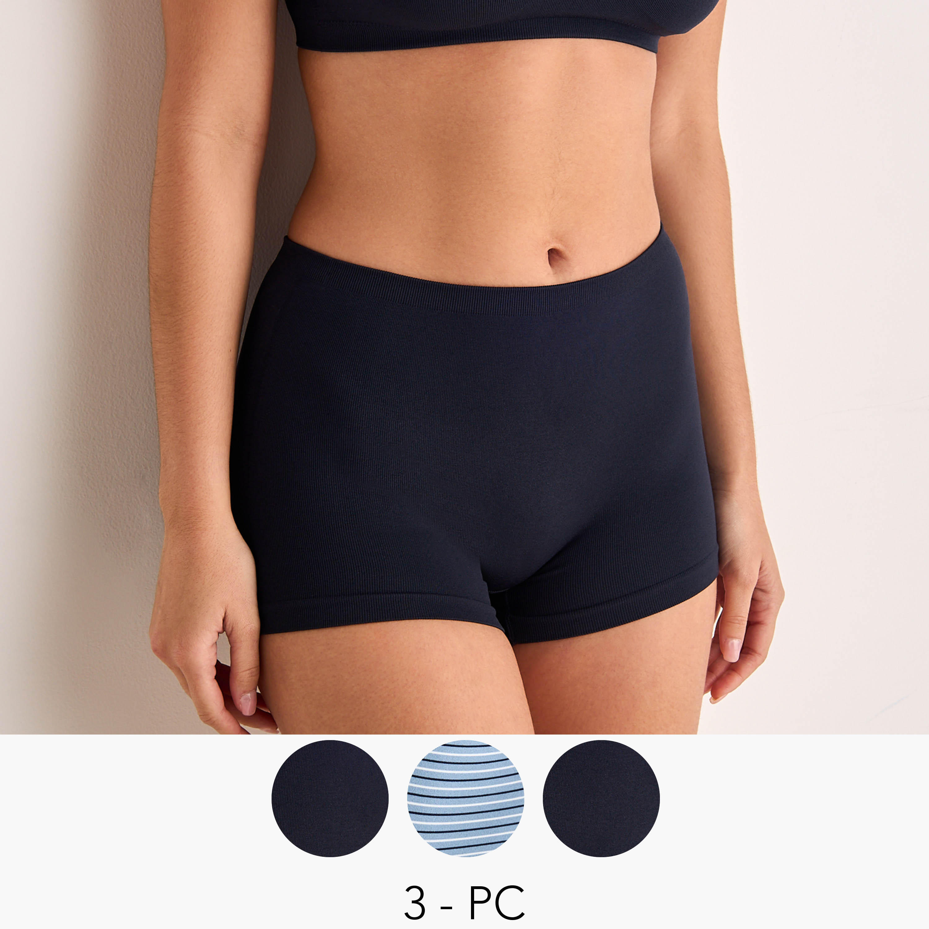 طقم سراويل داخلية لشد الجسم 3 قطع بطبعات من سبلاش إنتيميتس-women-clothing-plussize-lingerie-panties-image-1