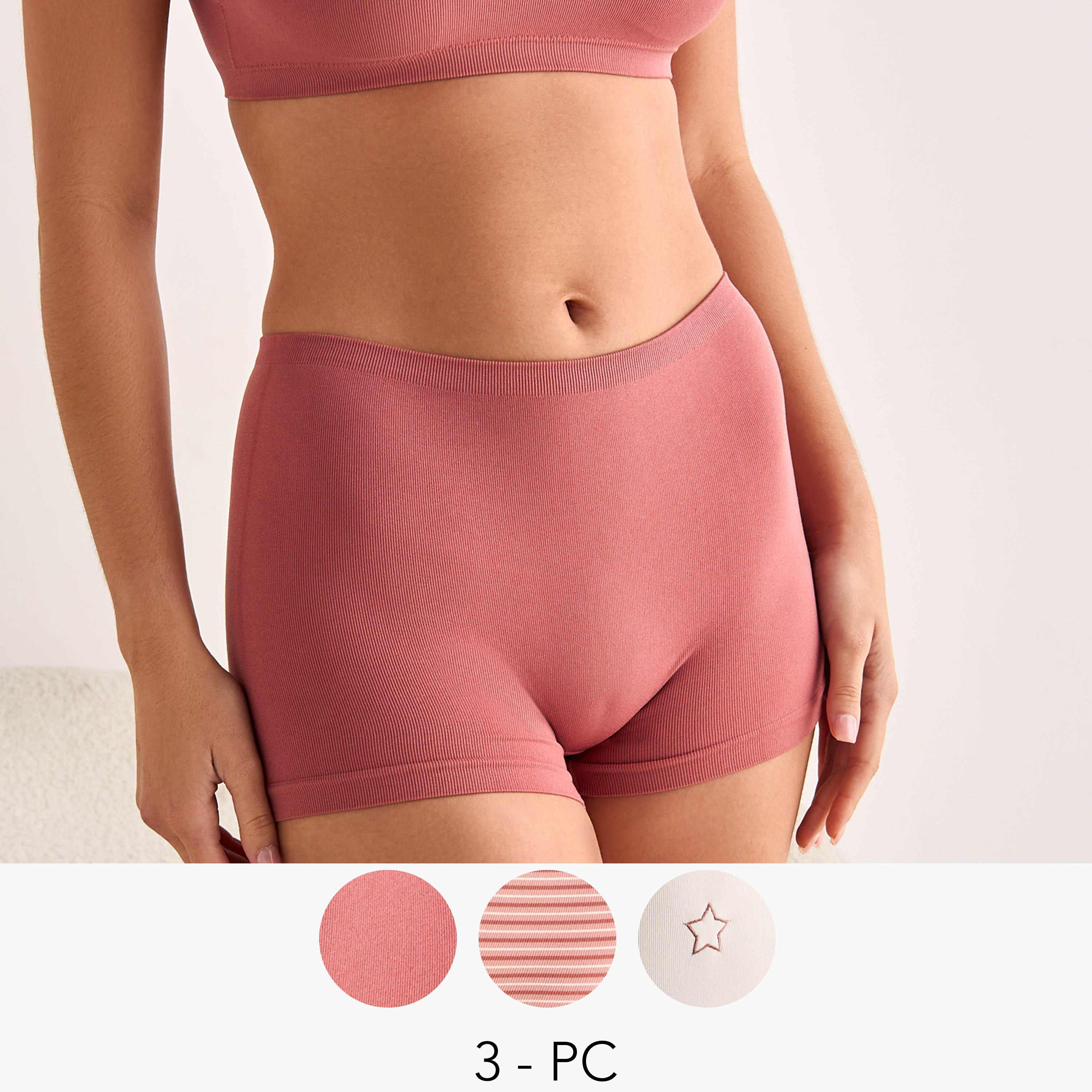 طقم سراويل داخلية لشد الجسم 3 قطع بطبعات من سبلاش إنتيميتس-women-clothing-plussize-lingerie-panties-image-1