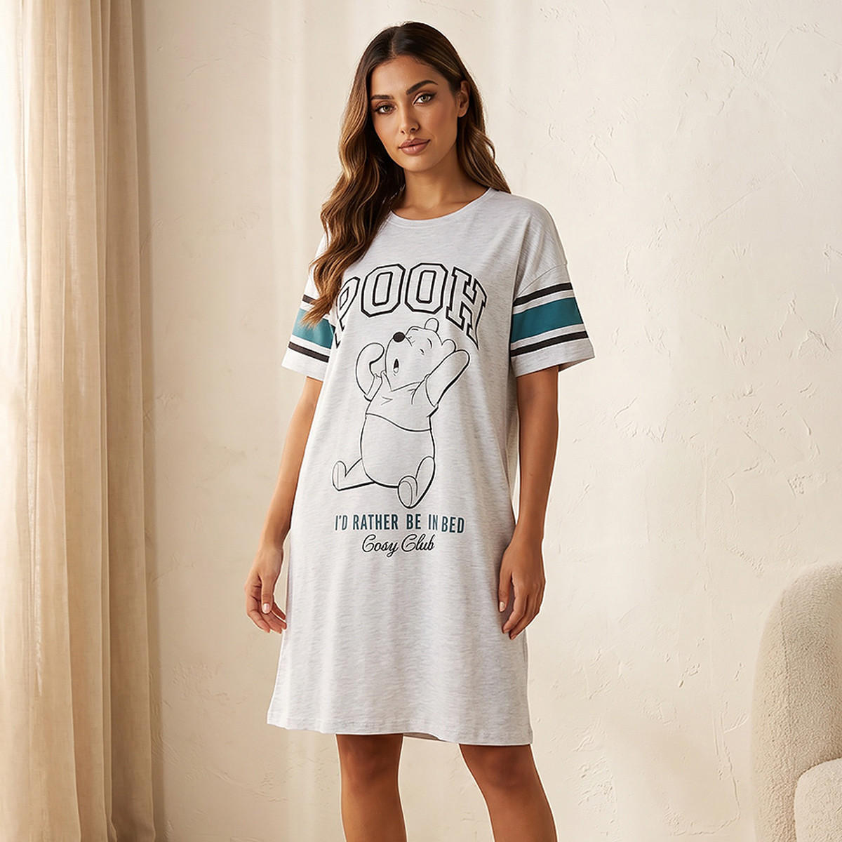 فستان نوم طول الركبة بطبعات ويني ذا بوه من سبلاش إنتيماتس-women-clothing-nightwear-nighties-image-1