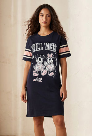 Splash Intimates Sleepshirt Short Sleeves Mickey and Minnie Mouse Print Cotton-women-image-1