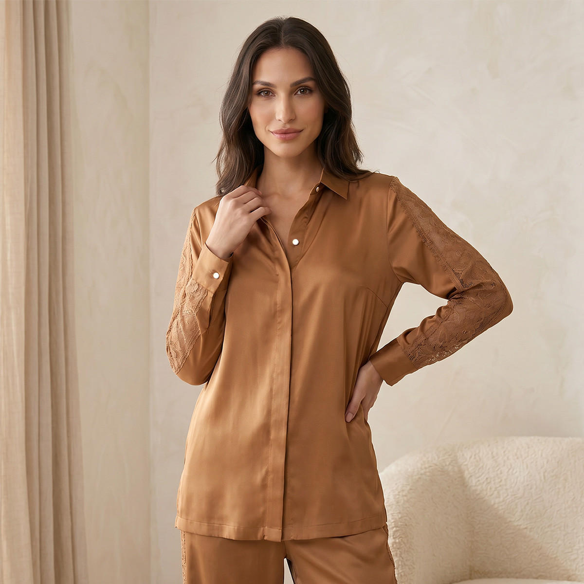 طقم بيجاما قميص وبنطلون بيجاما من سبلاش إنتيميتس-women-clothing-nightwear-pyjamas-longsets-image-3