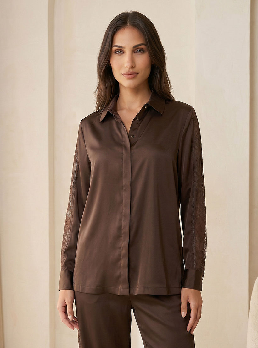 طقم بيجاما قميص وبنطلون بيجاما من سبلاش إنتيميتس-women-clothing-nightwear-pyjamas-longsets-image-3