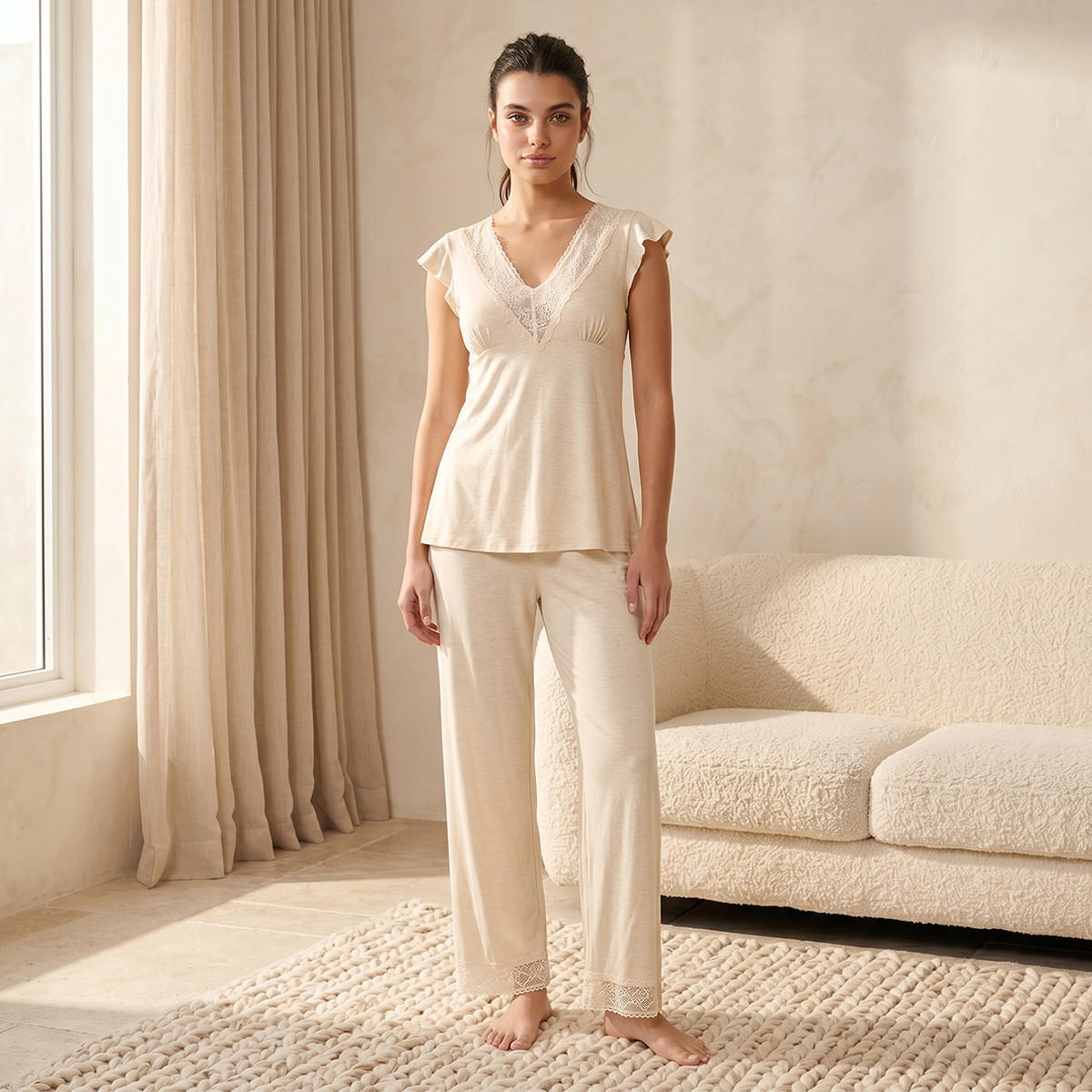 طقم بيجاما فيسكوز بنطلون وبلوزة من سبلاش إنتيميتس-women-clothing-nightwear-pyjamas-longsets-image-1
