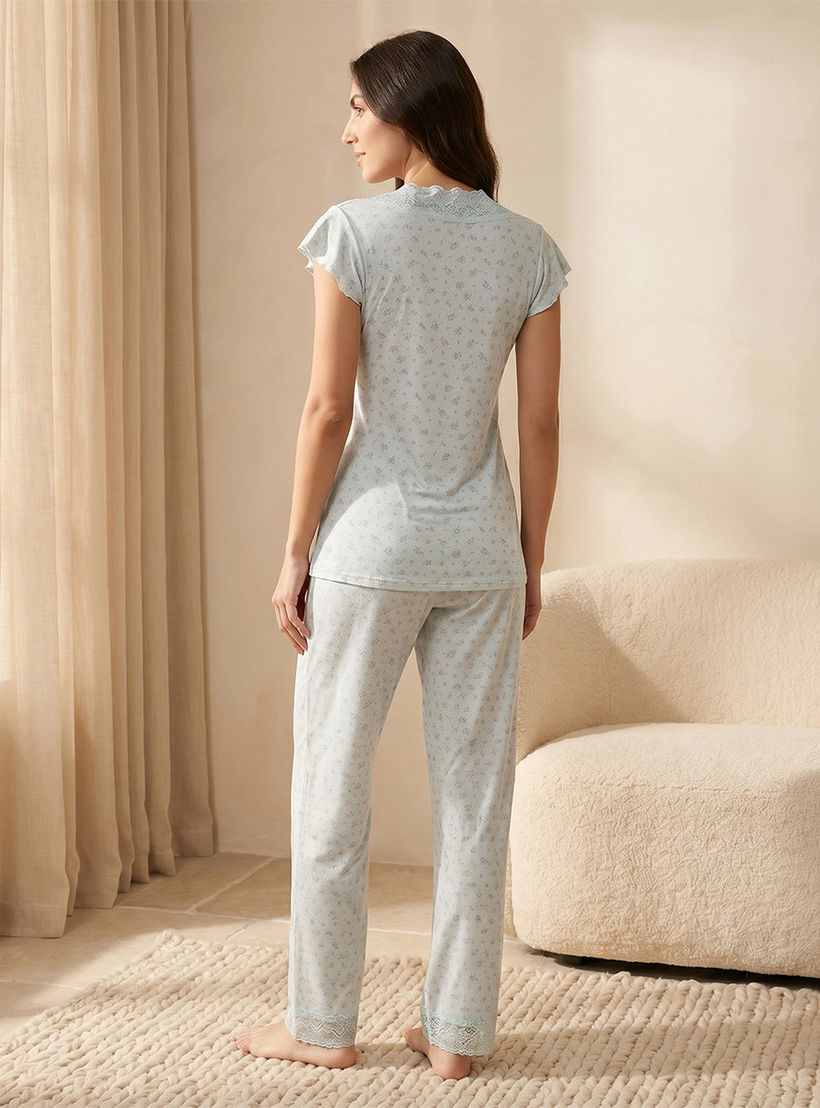 طقم بيجاما بلوزة وبنطلون فيسكوز من سبلاش إنتيميتس-women-clothing-nightwear-pyjamas-longsets-image-4