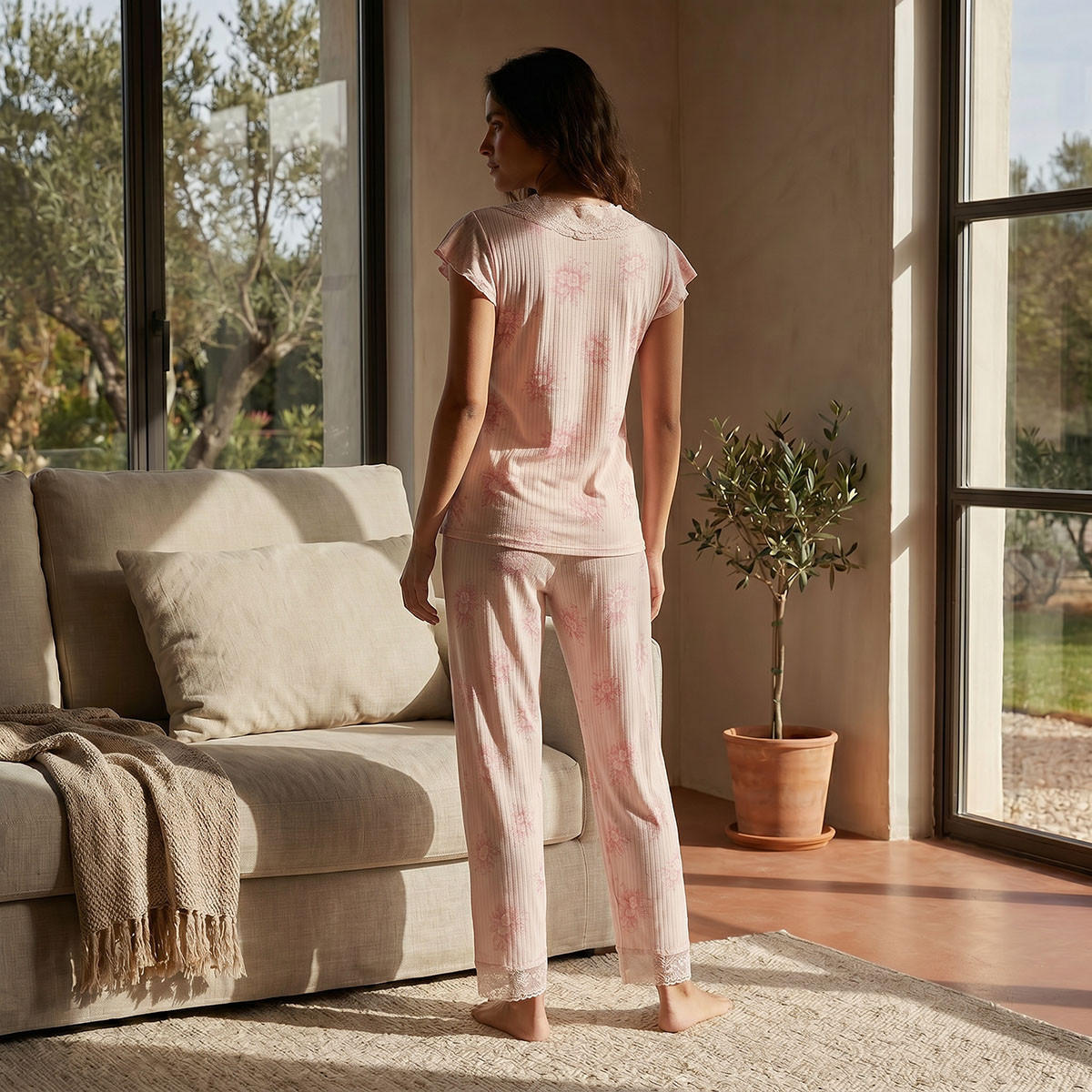 طقم بلوزة وبنطلون بيجاما فيسكوز من سبلاش إنتيميتس-women-clothing-nightwear-pyjamas-longsets-image-4
