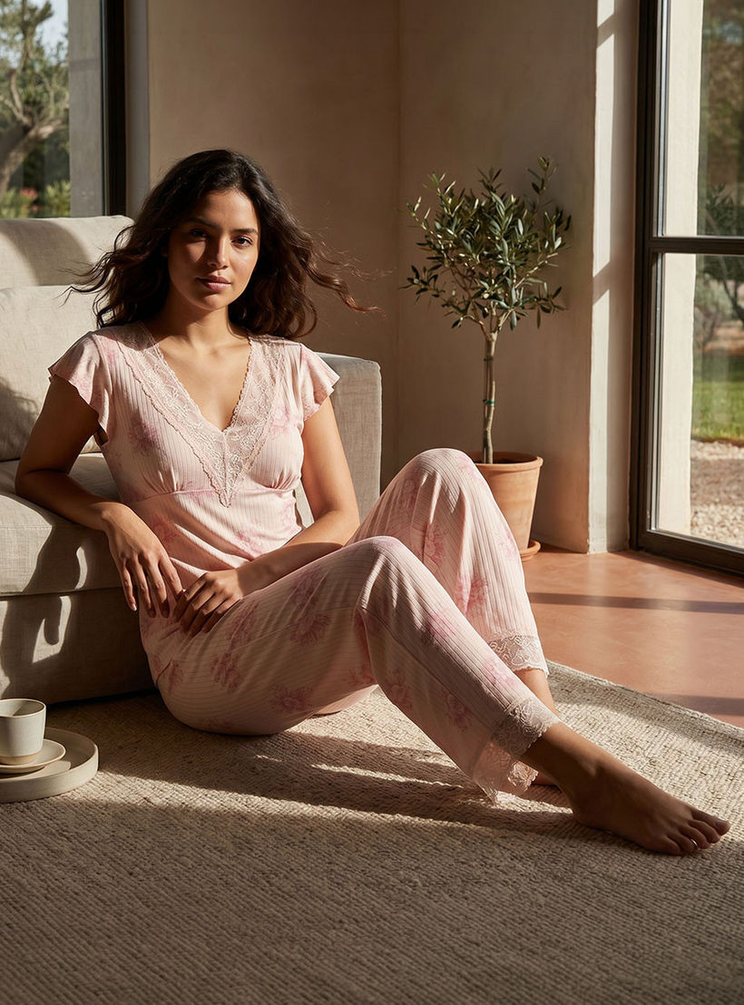 طقم بلوزة وبنطلون بيجاما فيسكوز من سبلاش إنتيميتس-women-clothing-nightwear-pyjamas-longsets-image-6