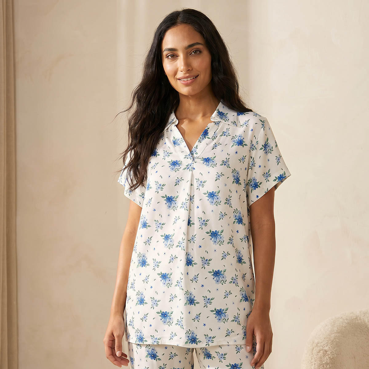 طقم بيجاما فيسكوز بطبعات زهور وقميص بأزرار وبنطلون من سبلاش إنتيميتس-women-clothing-nightwear-pyjamas-longsets-image-3