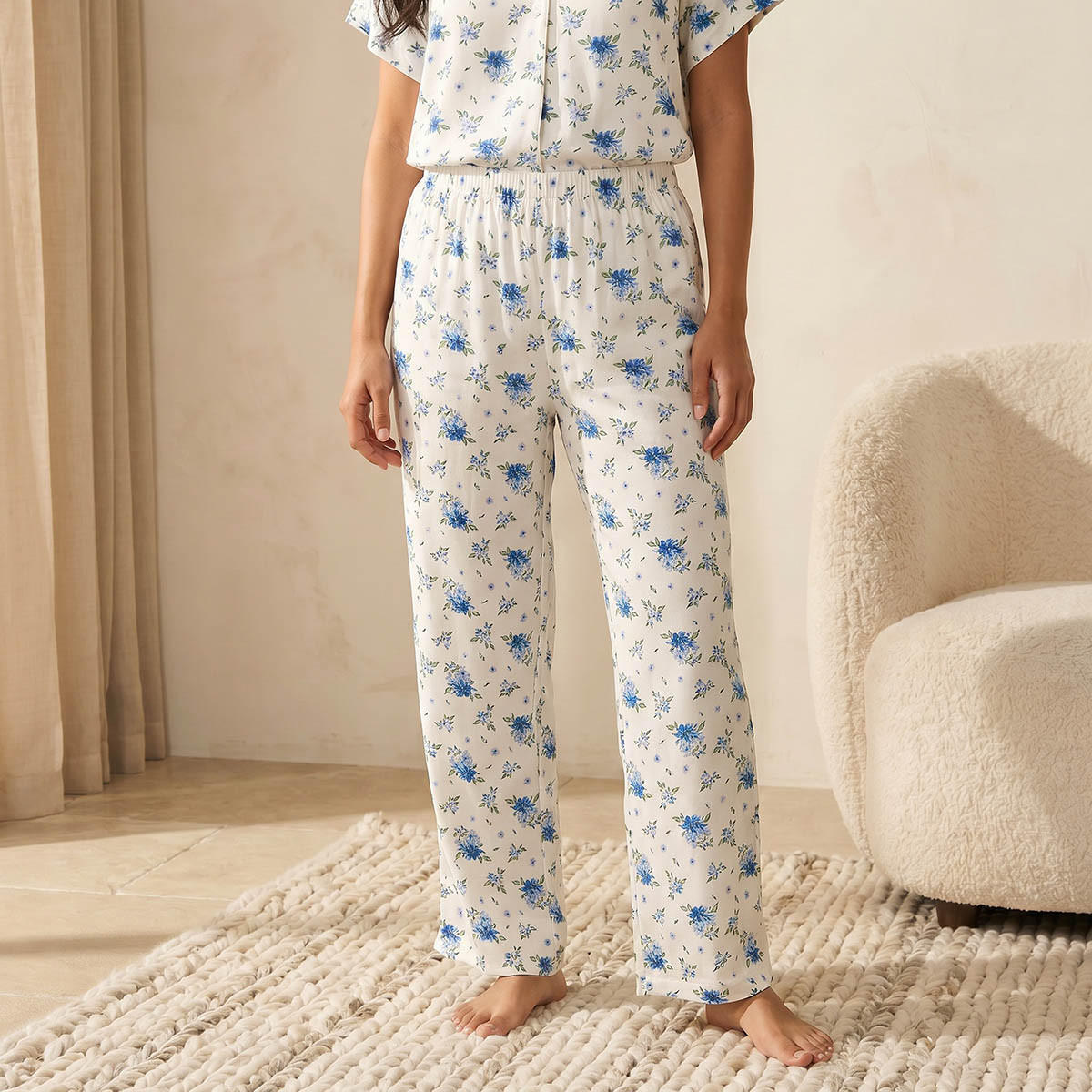 طقم بيجاما فيسكوز بطبعات زهور وقميص بأزرار وبنطلون من سبلاش إنتيميتس-women-clothing-nightwear-pyjamas-longsets-image-5