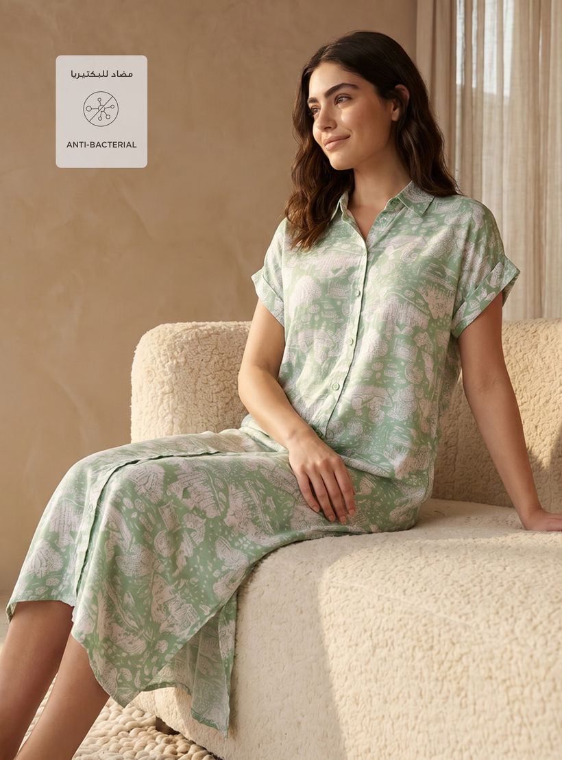 Set of 2 - Sleepshirt Short Sleeve Roll-Up Cuff Viscose-women-clothing-nightwear-nighties-image-3