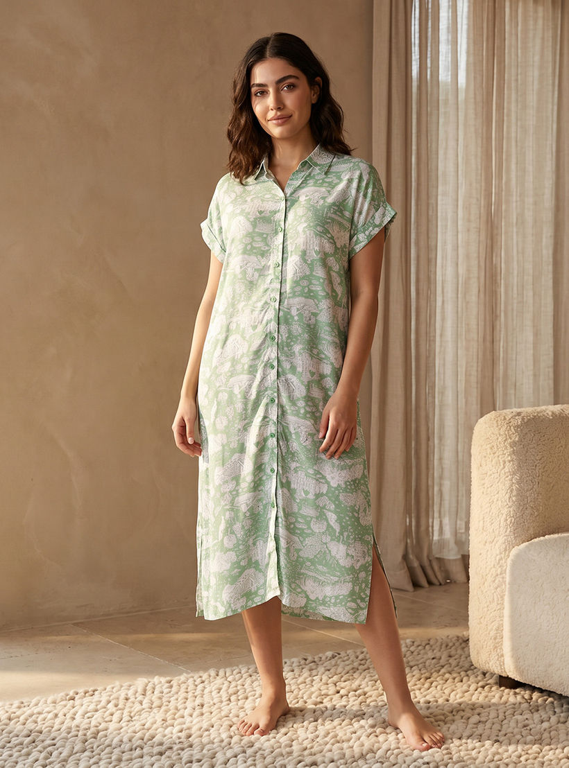 Set of 2 - Sleepshirt Short Sleeve Roll-Up Cuff Viscose-women-clothing-nightwear-nighties-image-5