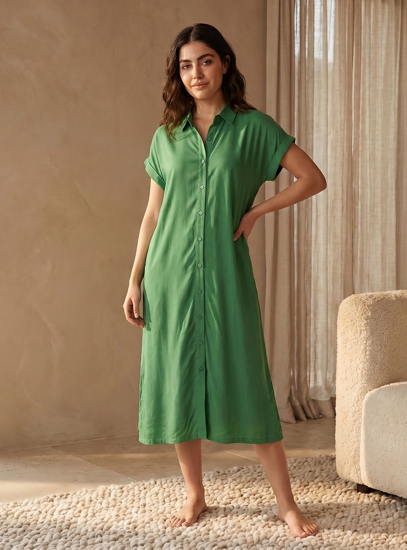 Set of 2 - Sleepshirt Short Sleeve Roll-Up Cuff Viscose-women-clothing-nightwear-nighties-image-6