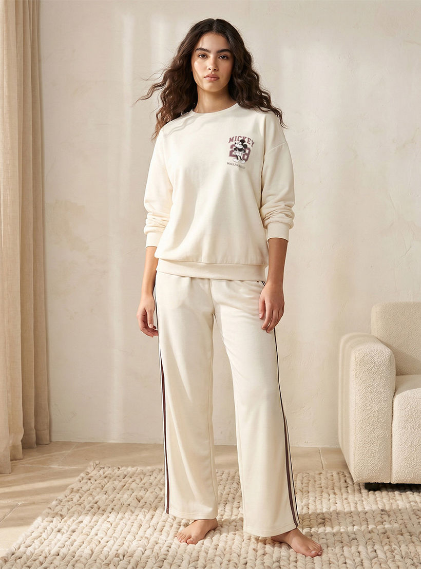 طقم بنطلون بيجاما وسويت شيرت بطبعات ميكي ماوس من سبلاش إنتيميتس-women-clothing-nightwear-pyjamas-longsets-image-1