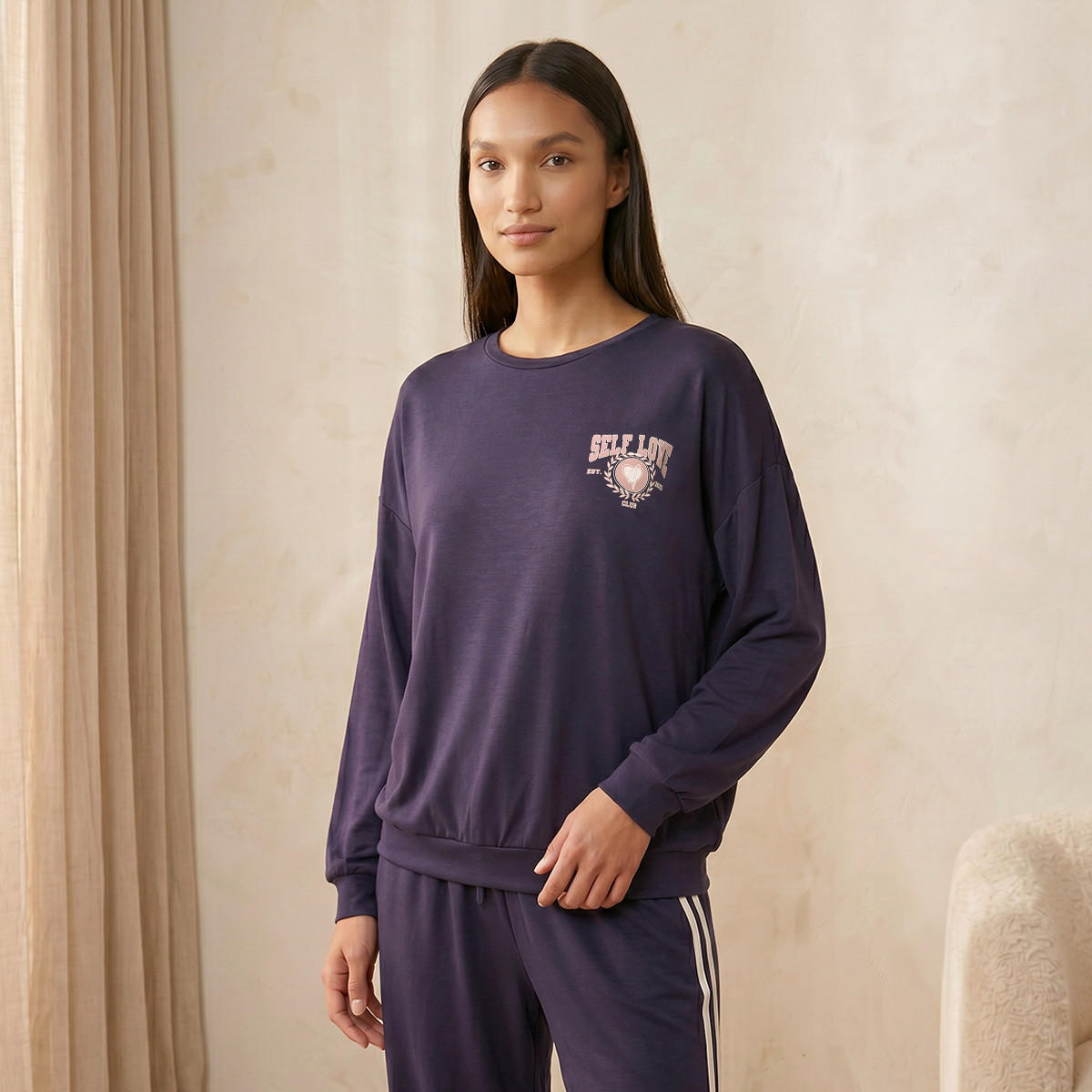 طقم بيجاما فيسكوز بنطلون طويل وتيشيرت بأكمام طويلة من سبلاش إنتيميتس-women-clothing-nightwear-pyjamas-longsets-image-3