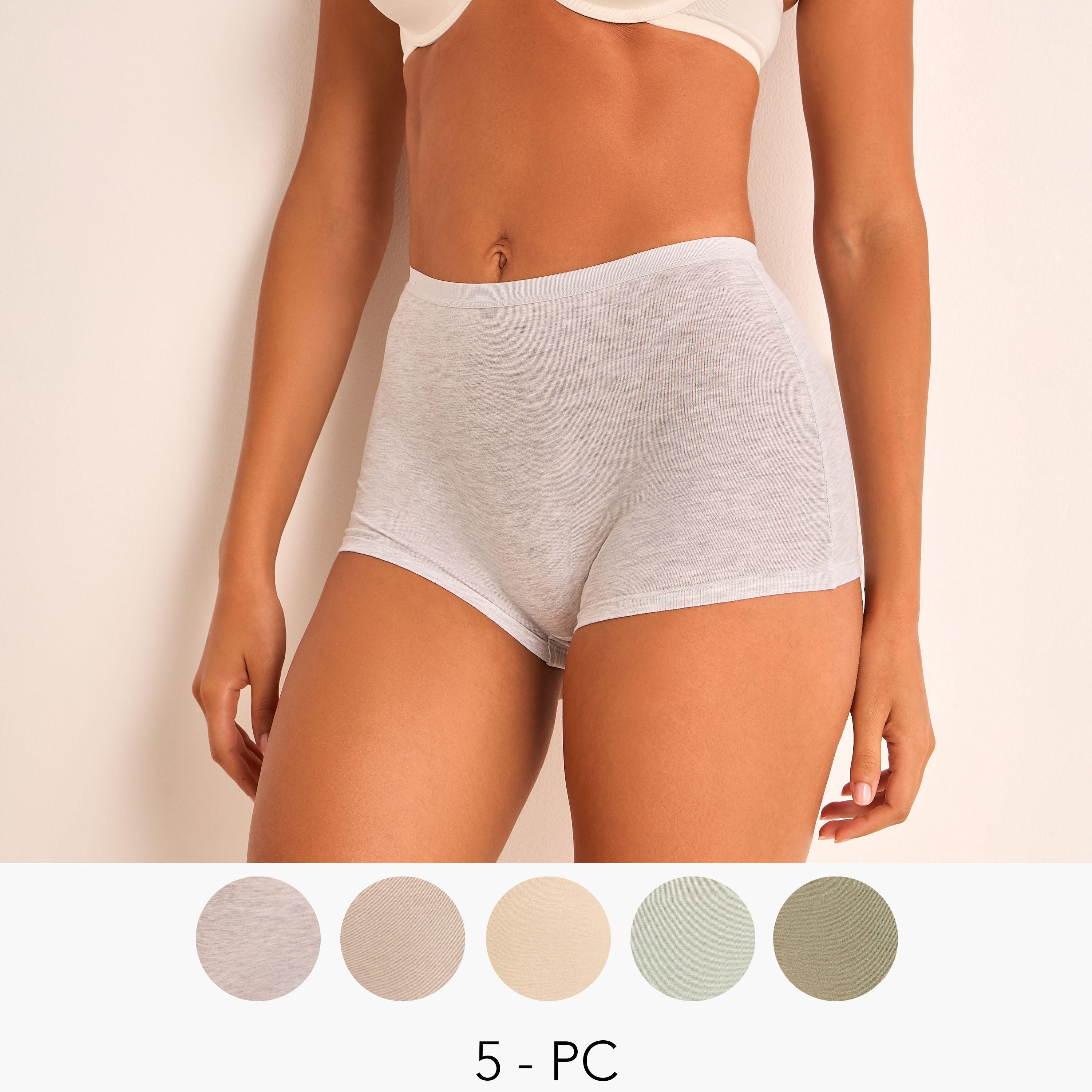 Set of 5 - Splash Intimates Boyshorts Briefs Elasticated Waistband-women-clothing-plussize-lingerie-panties-image-1