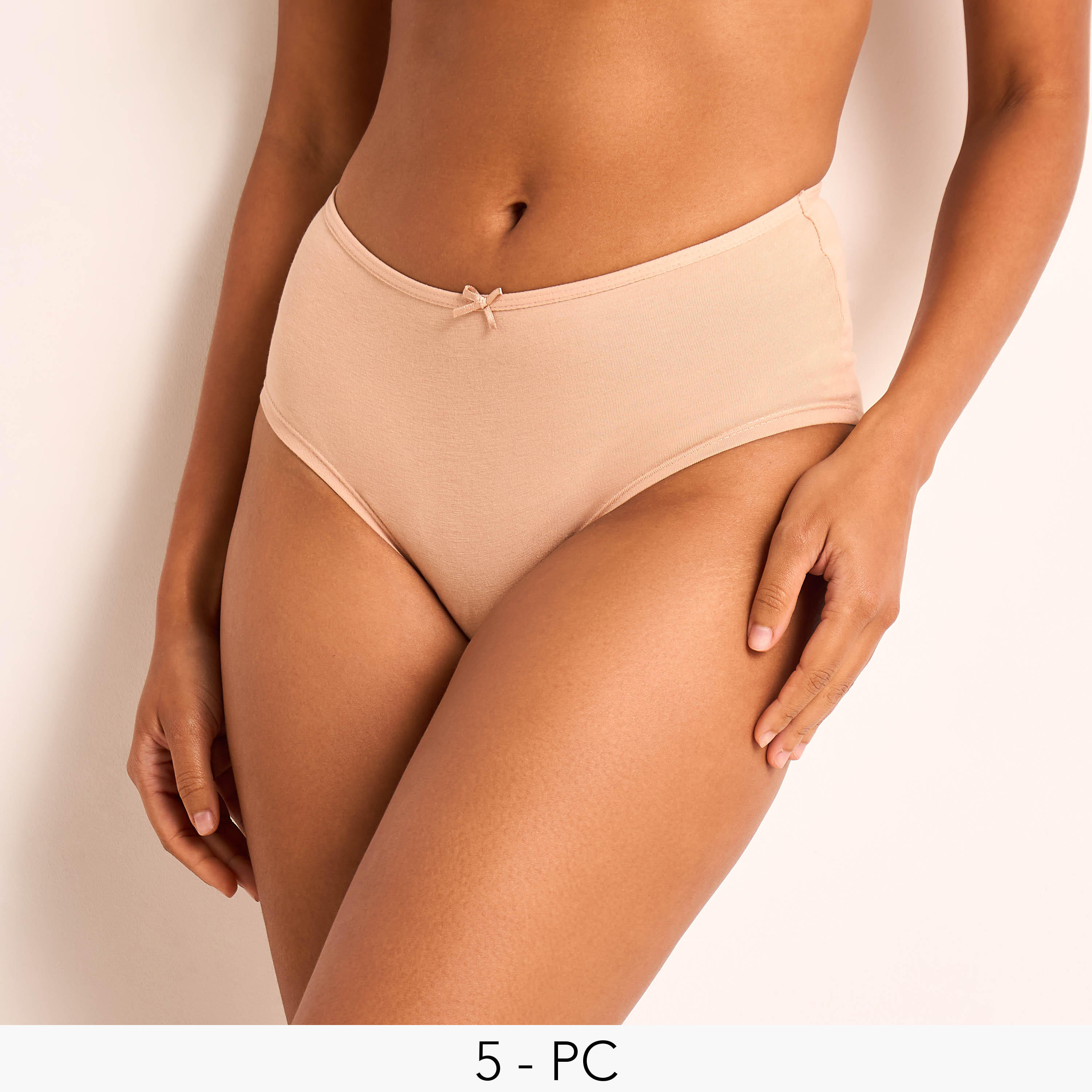 Set of 5 - Briefs with Bow Applique-women-clothing-lingerie-panties-image-1