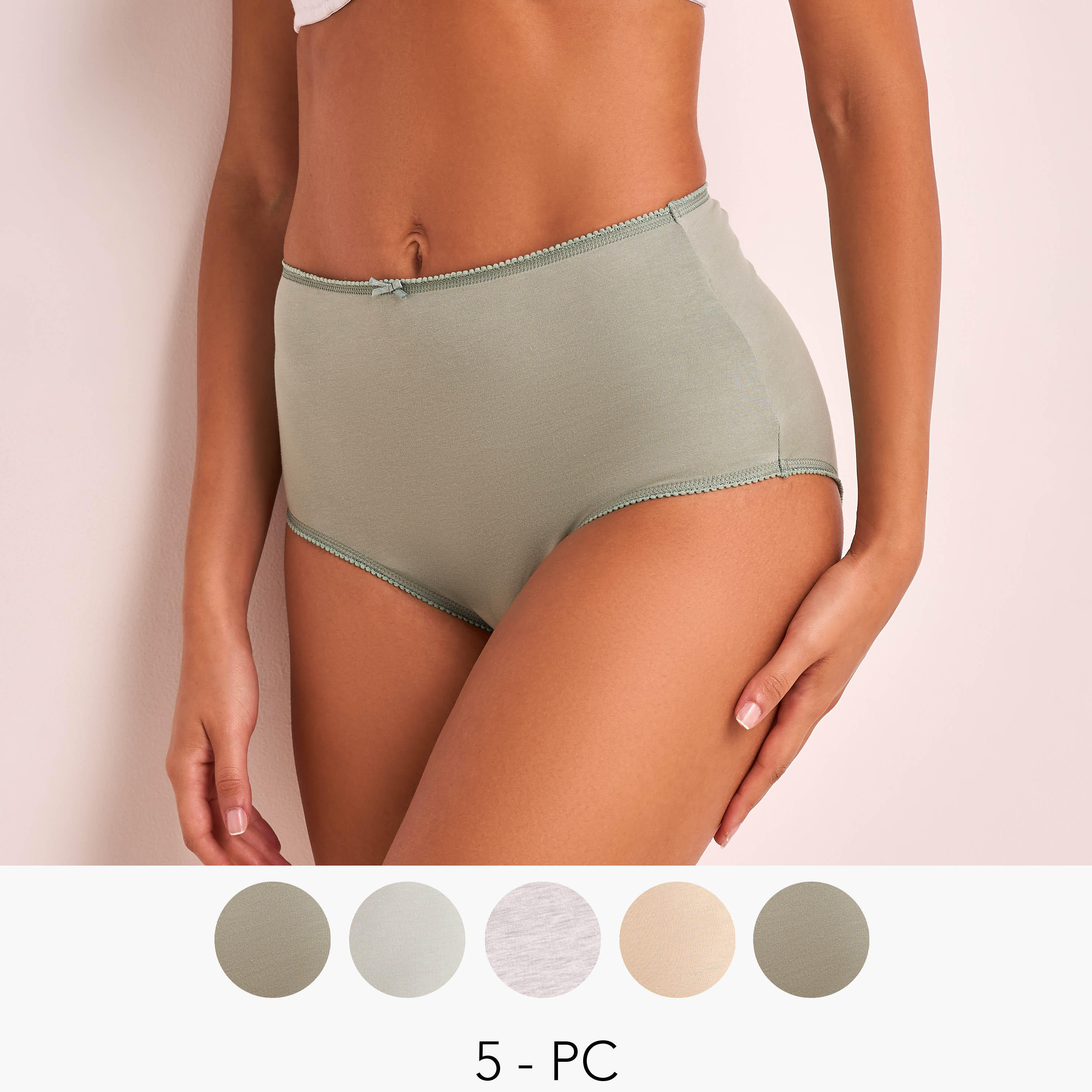 Set of 5 Full Brief High Waist Bow Accent-women-clothing-plussize-lingerie-panties-image-1