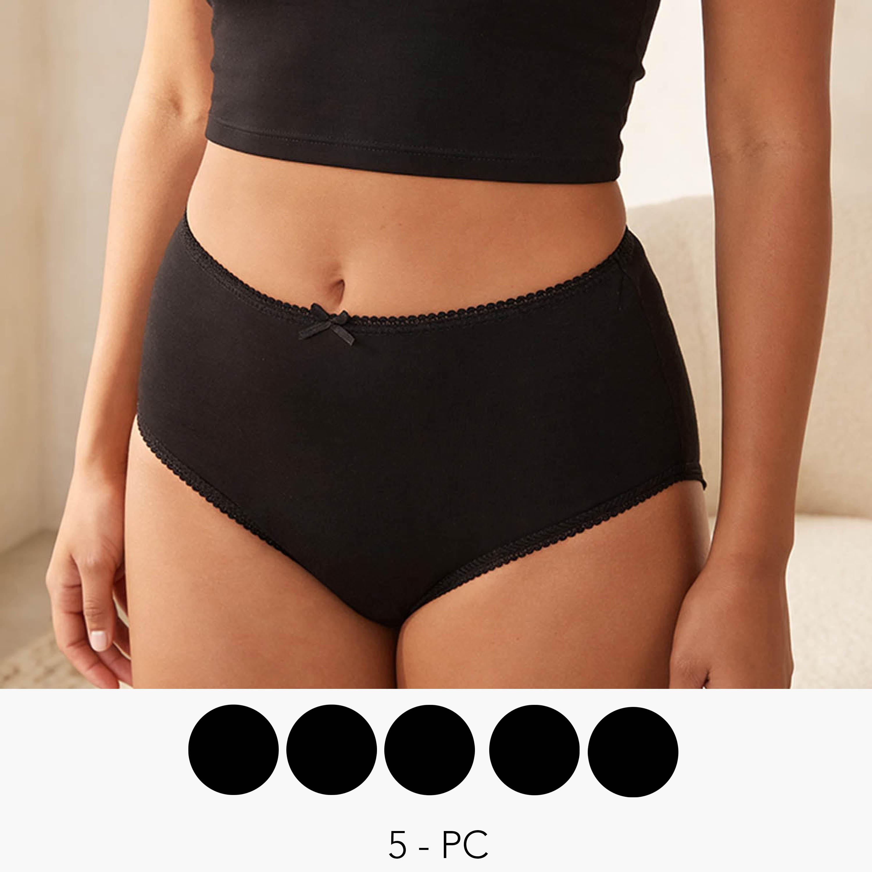Set of 5 - Splash Intimates Full Briefs High Waist with Bow Accent-women-clothing-lingerie-panties-image-1