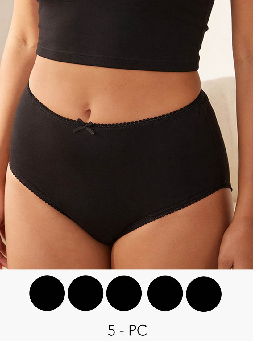 Set of 5 - Splash Intimates Full Briefs High Waist with Bow Accent-women-clothing-lingerie-panties-image-1