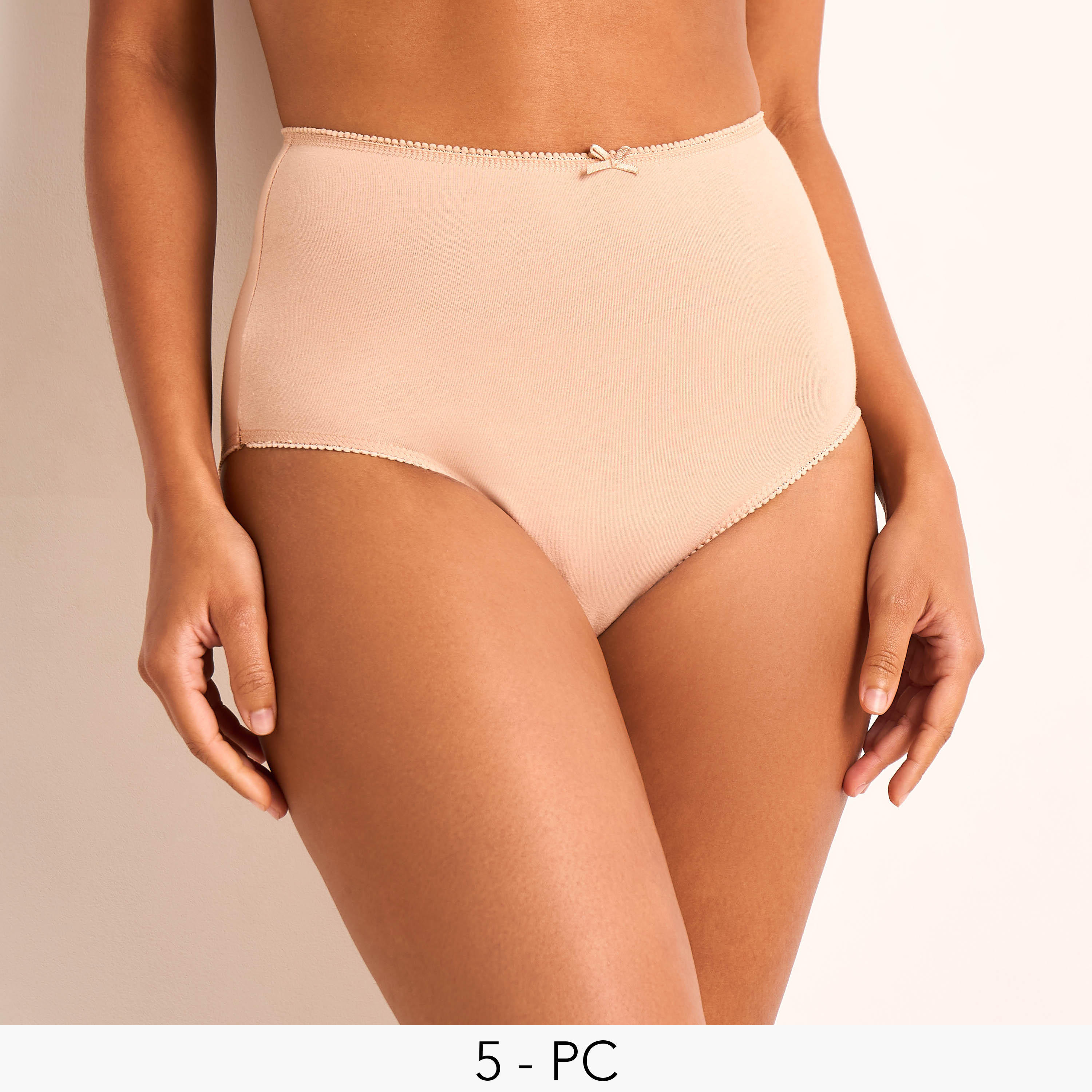 Set of 5 - Full Briefs High Waist with Lace Trim-women-clothing-lingerie-panties-image-1