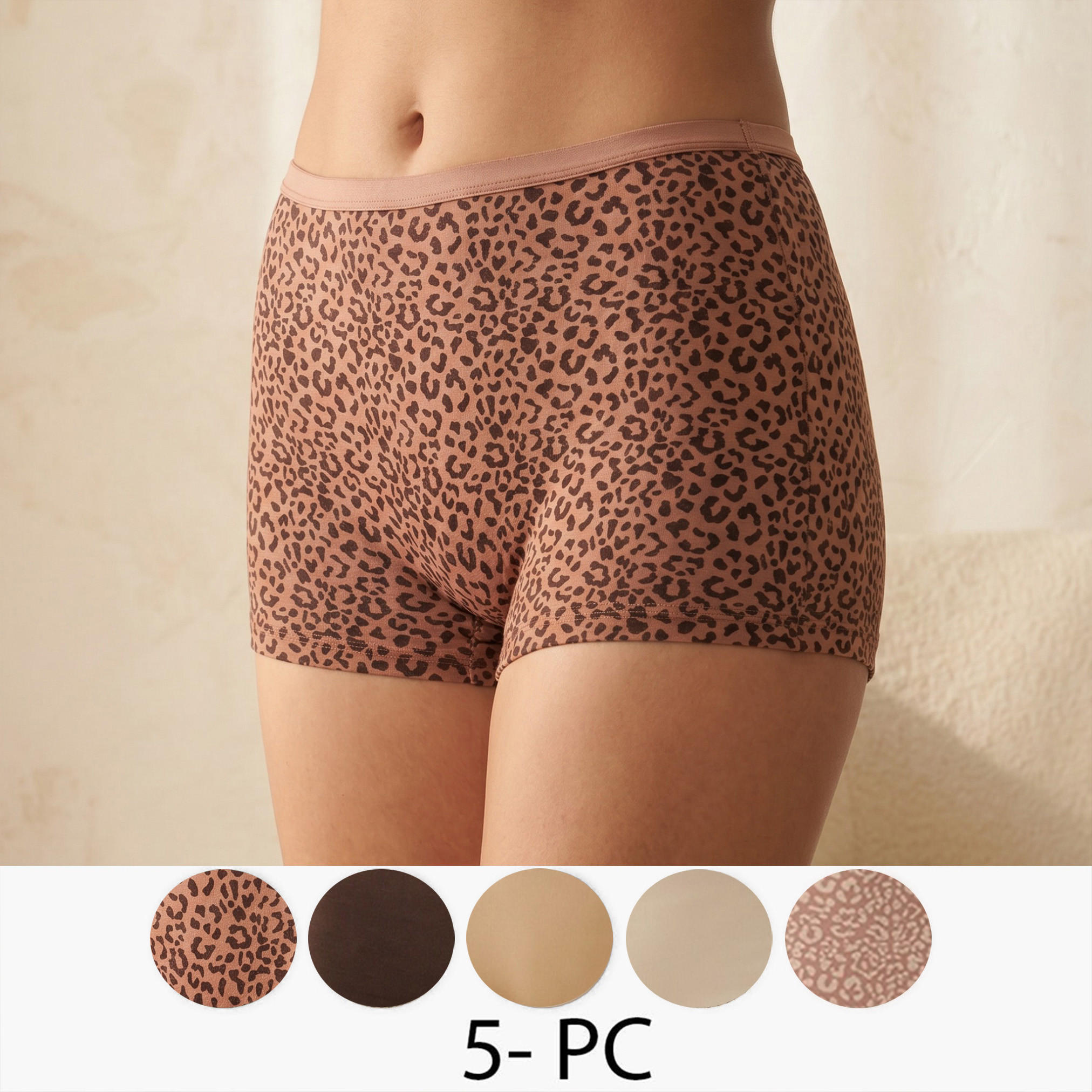 طقم سراويل بوكسر داخلية 5 قطع بطبعات متنوعة من سبلاش إنتيميتس-women-clothing-lingerie-panties-image-1